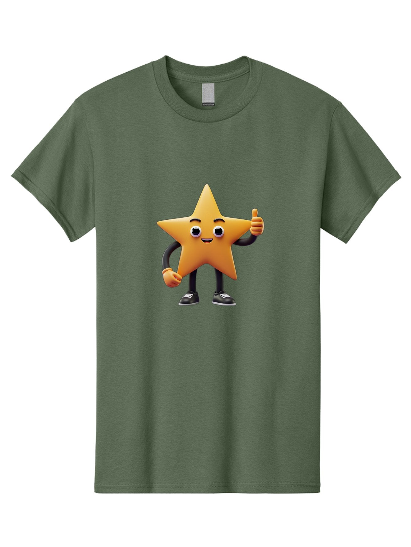 Smiling-Star-Character Men'S Graphic Tee, 100% Cotton, Comfortable Casual Summer Wear, Machine Washable, Star Character, Thumbs Up, Approval, Positivity, Cartoon Style, Happy Face, Friendly Gesture, Approval Symbol, Five-Pointed Star, Bae771 13