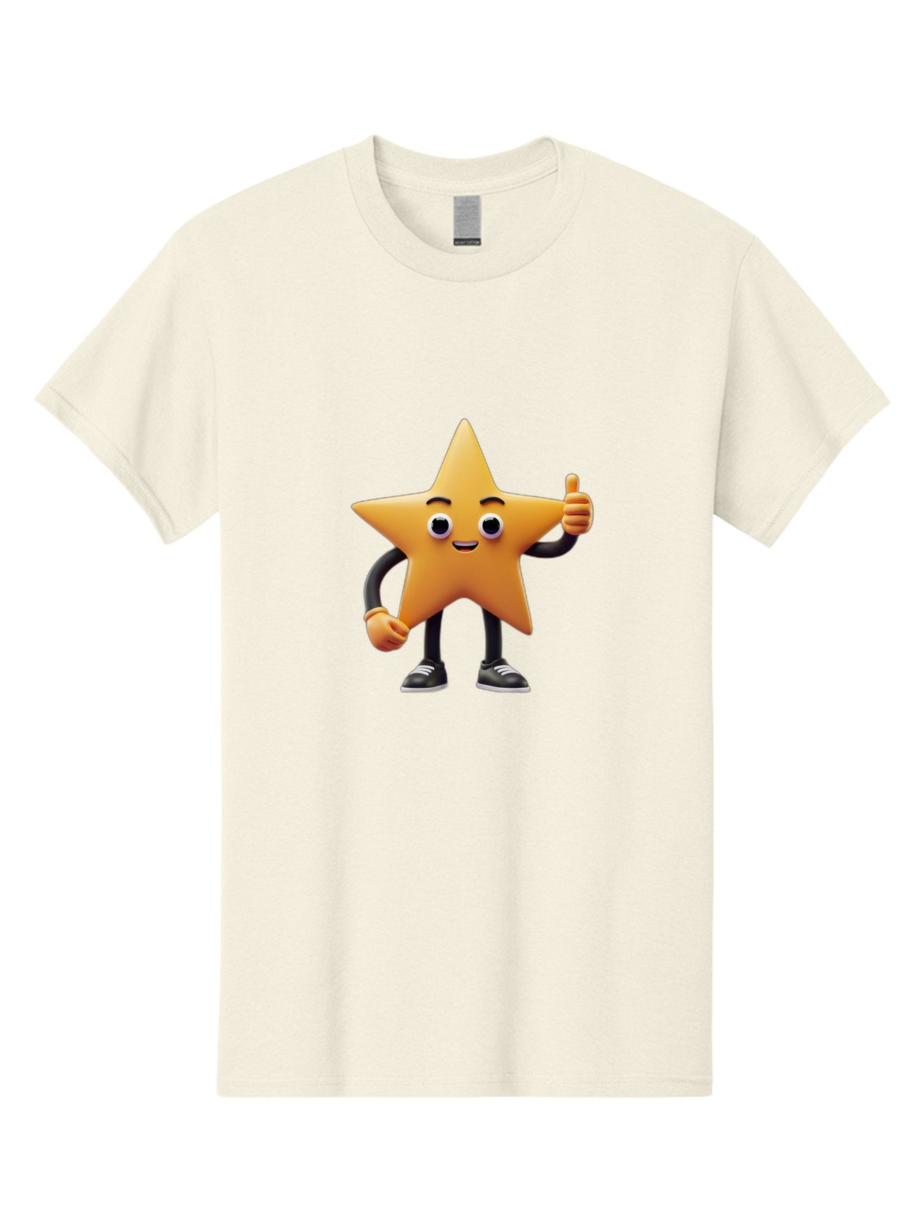 Smiling-Star-Character Men'S Graphic Tee, 100% Cotton, Comfortable Casual Summer Wear, Machine Washable, Star Character, Thumbs Up, Approval, Positivity, Cartoon Style, Happy Face, Friendly Gesture, Approval Symbol, Five-Pointed Star, Bae771 11