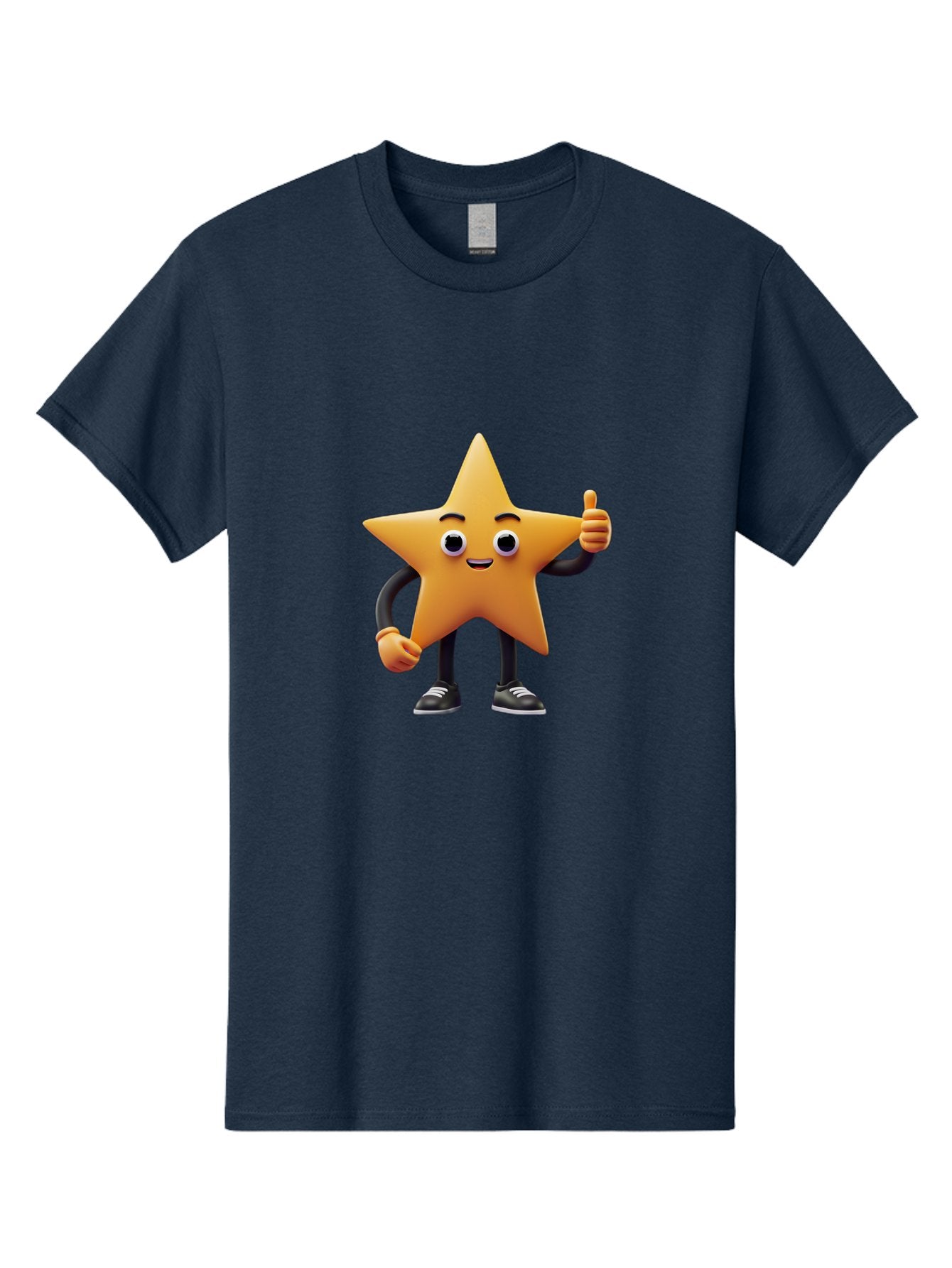 Smiling-Star-Character Men'S Graphic Tee, 100% Cotton, Comfortable Casual Summer Wear, Machine Washable, Star Character, Thumbs Up, Approval, Positivity, Cartoon Style, Happy Face, Friendly Gesture, Approval Symbol, Five-Pointed Star, Bae771 8