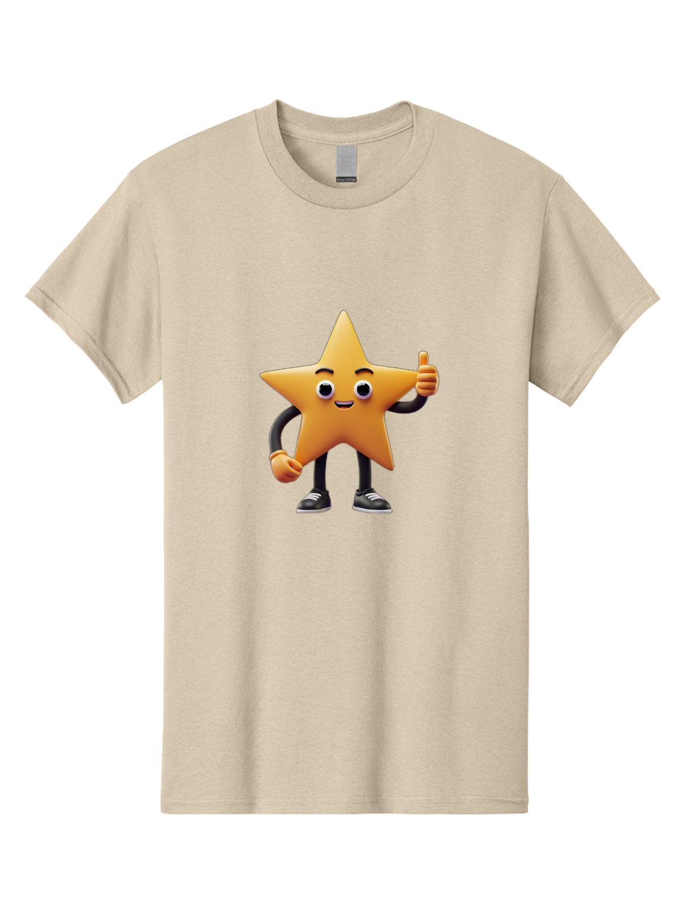Smiling-Star-Character Men'S Graphic Tee, 100% Cotton, Comfortable Casual Summer Wear, Machine Washable, Star Character, Thumbs Up, Approval, Positivity, Cartoon Style, Happy Face, Friendly Gesture, Approval Symbol, Five-Pointed Star, Bae771 10