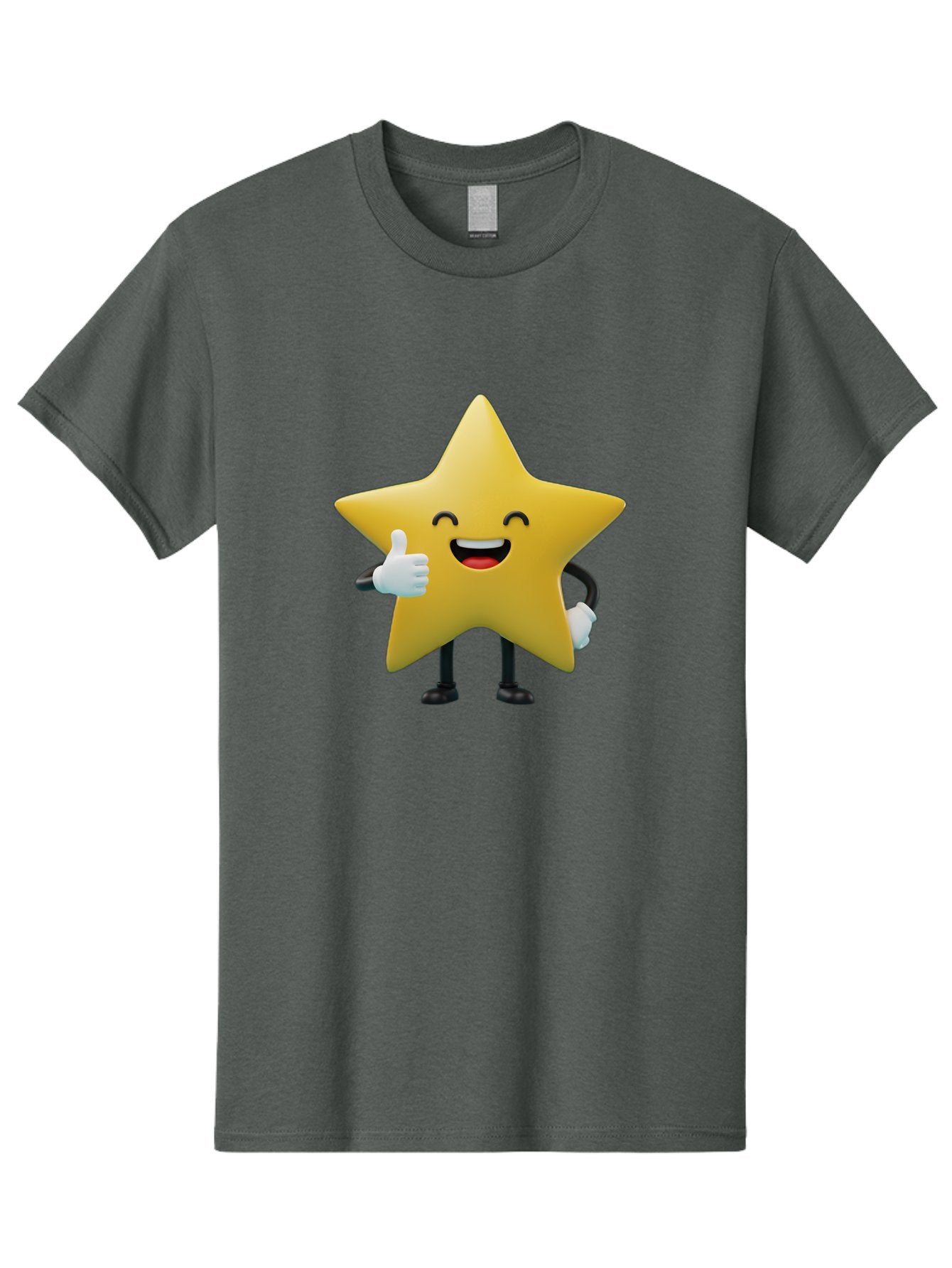 Smiling-Star Men'S Graphic Tee, 100% Cotton, Comfortable Casual Summer Wear, Machine Washable, Cartoon Star, Yellow Star, Thumbs Up, Happy Face, Animated Character, Smiling Star, Friendly Mascot, Positive Gesture, Star Illustration, Bae772 14