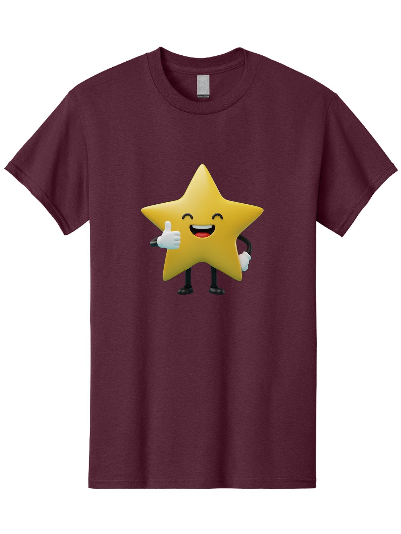 Smiling-Star Men'S Graphic Tee, 100% Cotton, Comfortable Casual Summer Wear, Machine Washable, Cartoon Star, Yellow Star, Thumbs Up, Happy Face, Animated Character, Smiling Star, Friendly Mascot, Positive Gesture, Star Illustration, Bae772 15