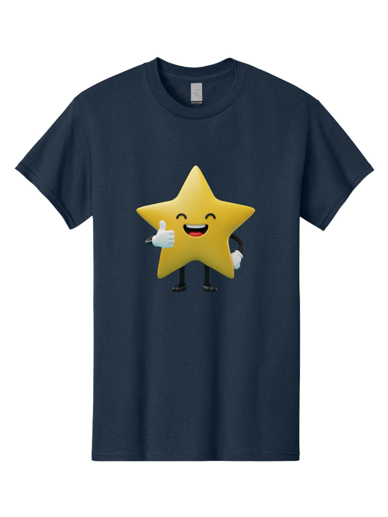 Smiling-Star Men'S Graphic Tee, 100% Cotton, Comfortable Casual Summer Wear, Machine Washable, Cartoon Star, Yellow Star, Thumbs Up, Happy Face, Animated Character, Smiling Star, Friendly Mascot, Positive Gesture, Star Illustration, Bae772 6