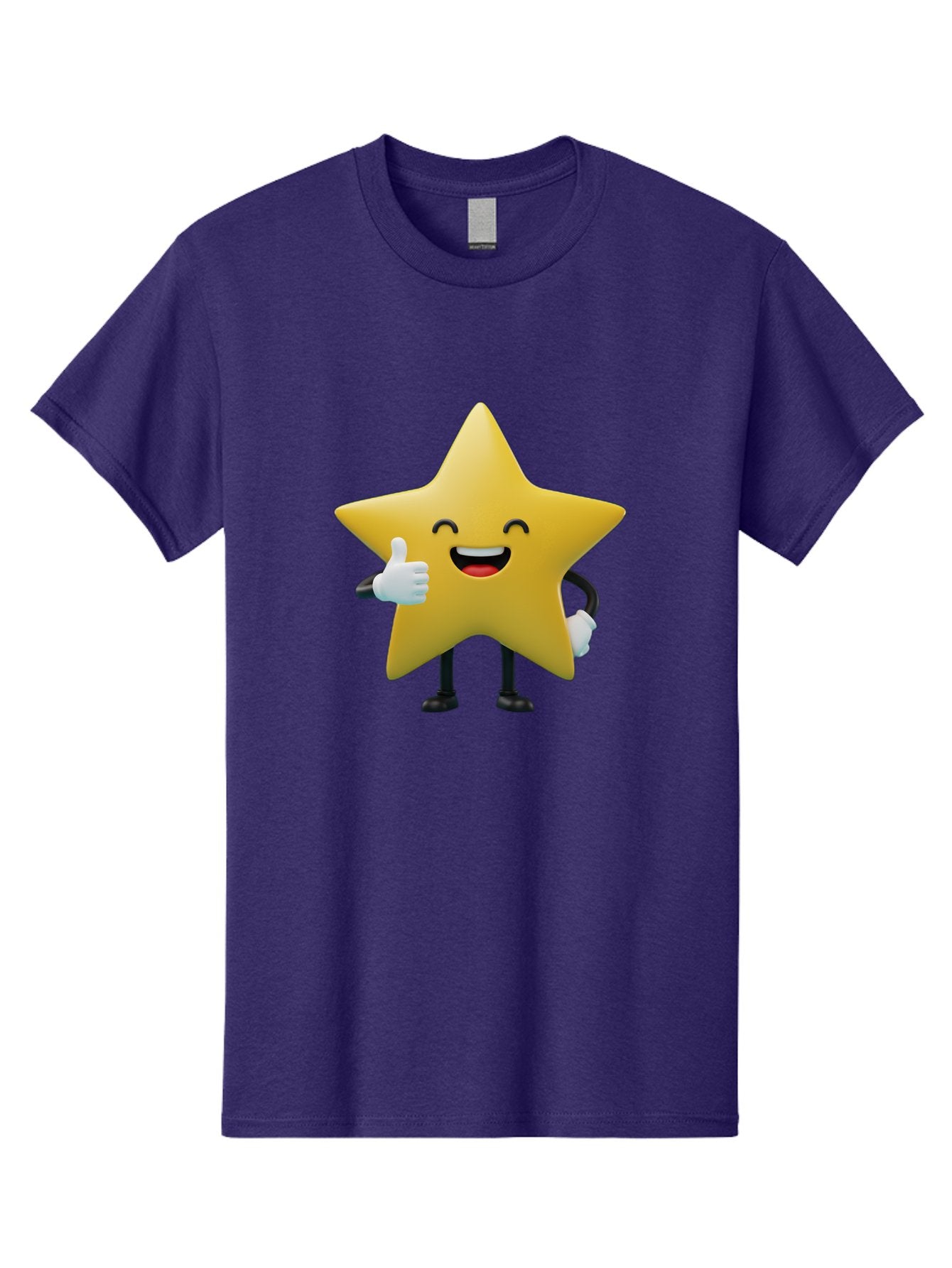 Smiling-Star Men'S Graphic Tee, 100% Cotton, Comfortable Casual Summer Wear, Machine Washable, Cartoon Star, Yellow Star, Thumbs Up, Happy Face, Animated Character, Smiling Star, Friendly Mascot, Positive Gesture, Star Illustration, Bae772 9