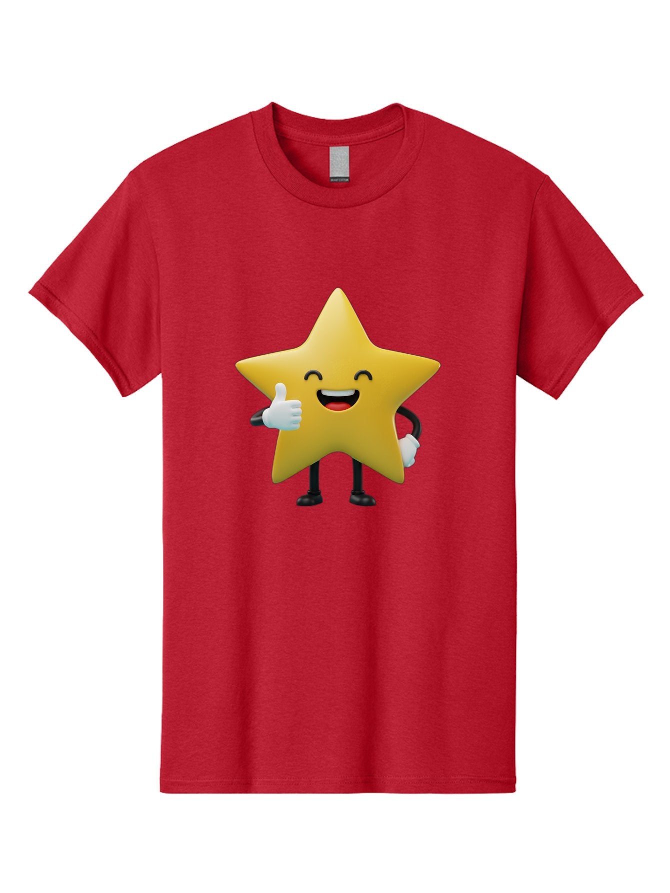 Smiling-Star Men'S Graphic Tee, 100% Cotton, Comfortable Casual Summer Wear, Machine Washable, Cartoon Star, Yellow Star, Thumbs Up, Happy Face, Animated Character, Smiling Star, Friendly Mascot, Positive Gesture, Star Illustration, Bae772 13