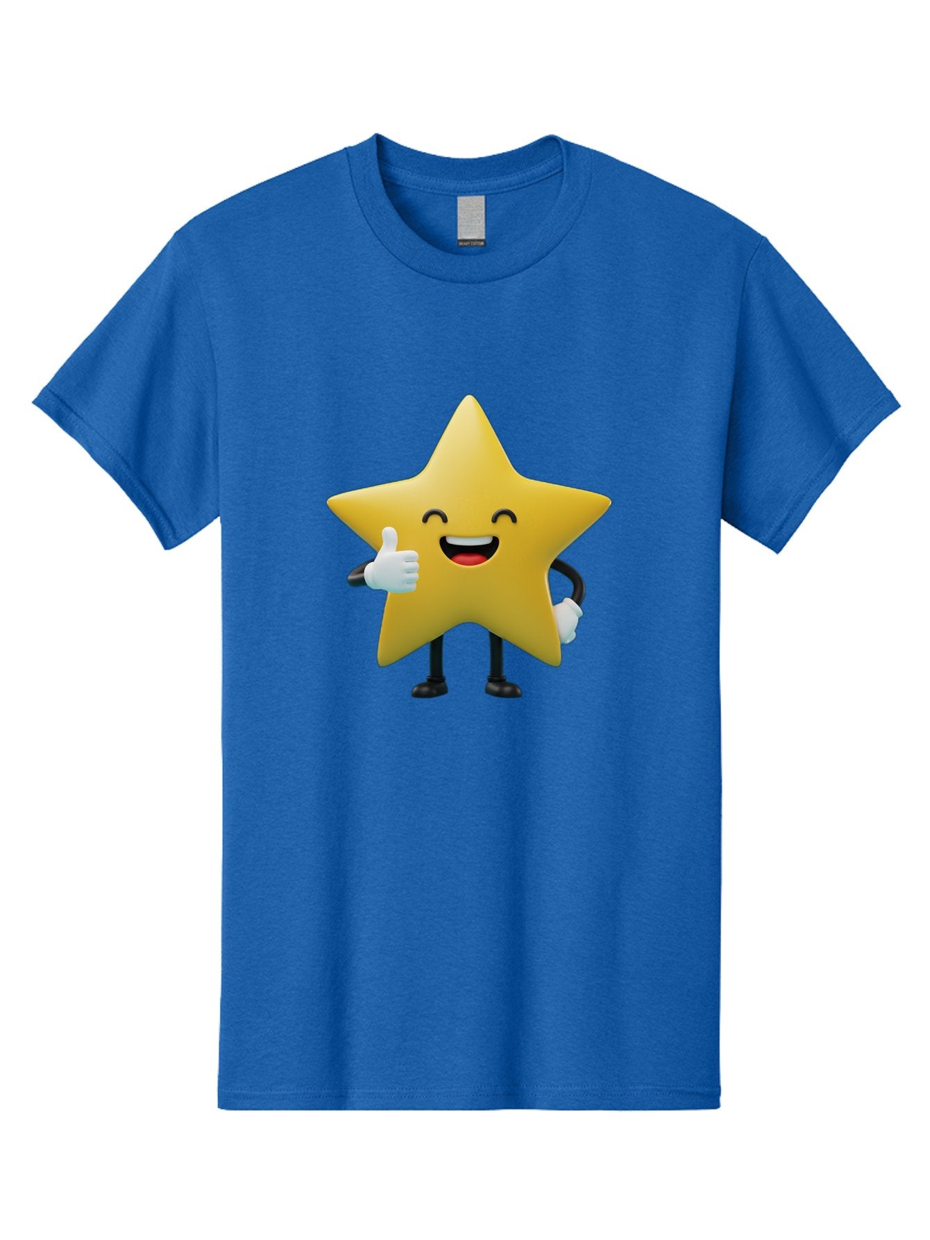 Smiling-Star Men'S Graphic Tee, 100% Cotton, Comfortable Casual Summer Wear, Machine Washable, Cartoon Star, Yellow Star, Thumbs Up, Happy Face, Animated Character, Smiling Star, Friendly Mascot, Positive Gesture, Star Illustration, Bae772 11