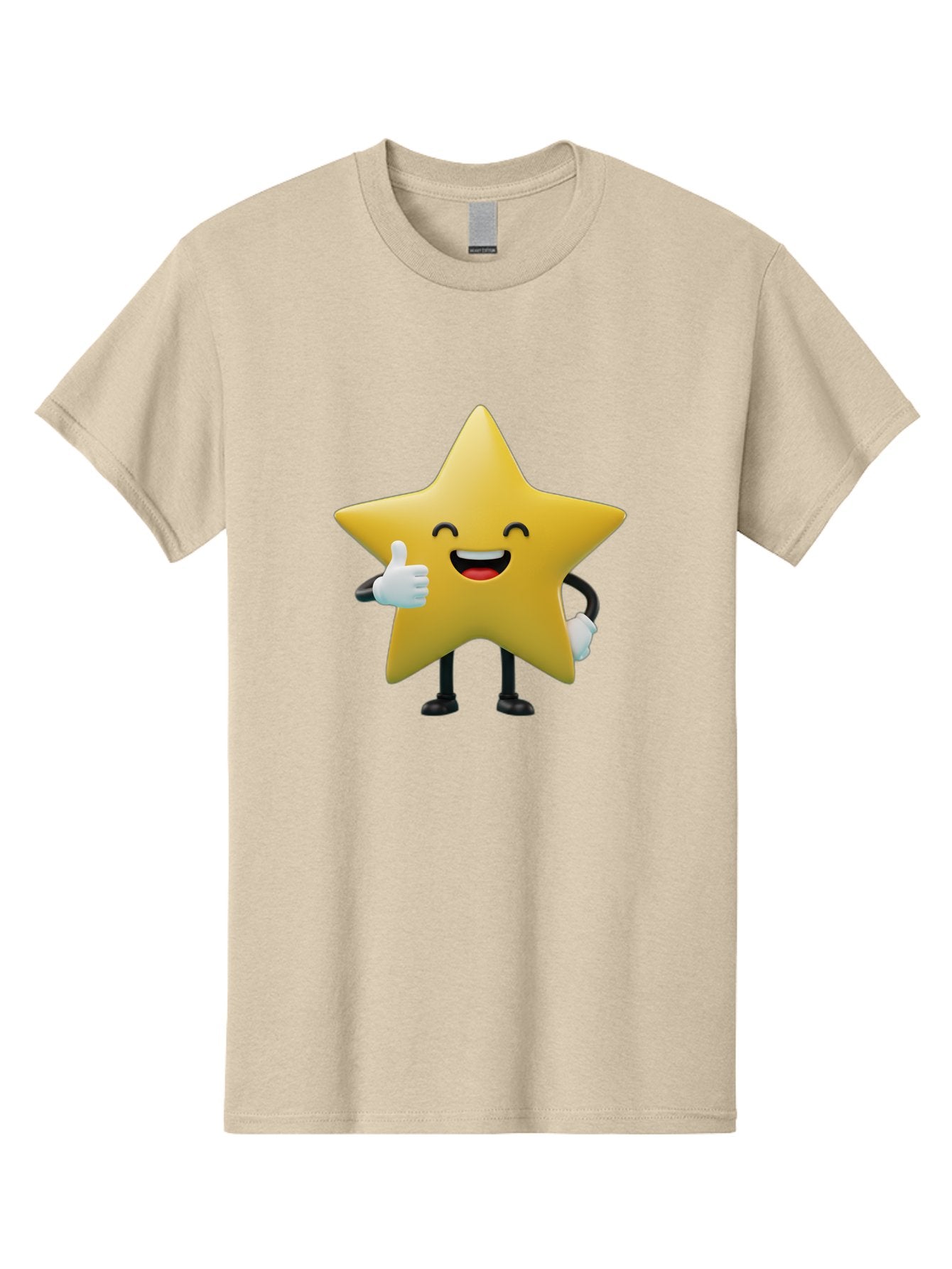 Smiling-Star Men'S Graphic Tee, 100% Cotton, Comfortable Casual Summer Wear, Machine Washable, Cartoon Star, Yellow Star, Thumbs Up, Happy Face, Animated Character, Smiling Star, Friendly Mascot, Positive Gesture, Star Illustration, Bae772 10