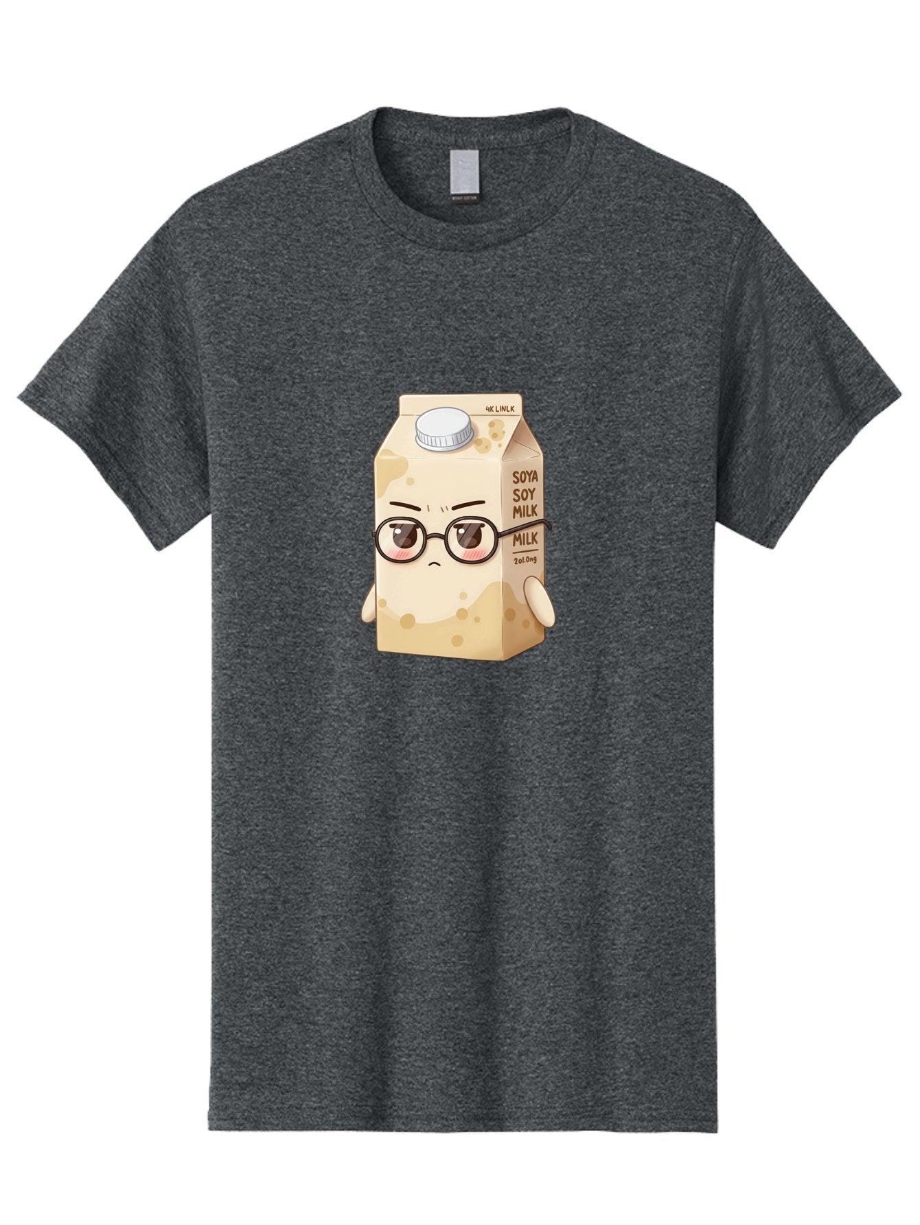 Soya-Soy-Milk Men'S Graphic Tee, 100% Cotton, Comfortable Casual Summer Wear, Machine Washable, Cartoon Soy Milk Carton, Anthropomorphic Milk, Glasses, Sad Face, Soy Milk, Milk Carton, Kawaii Character, Plant-Based Milk, Dairy-Free, Vegan Milk Bae773 5