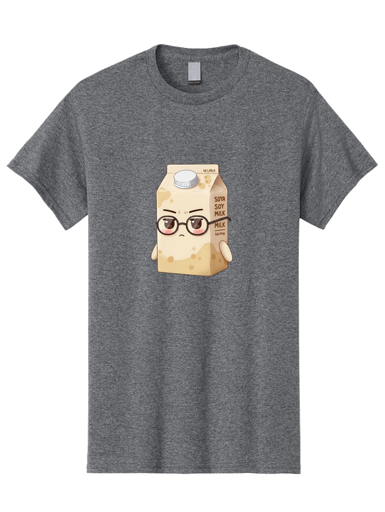 Soya-Soy-Milk Men'S Graphic Tee, 100% Cotton, Comfortable Casual Summer Wear, Machine Washable, Cartoon Soy Milk Carton, Anthropomorphic Milk, Glasses, Sad Face, Soy Milk, Milk Carton, Kawaii Character, Plant-Based Milk, Dairy-Free, Vegan Milk Bae773 13