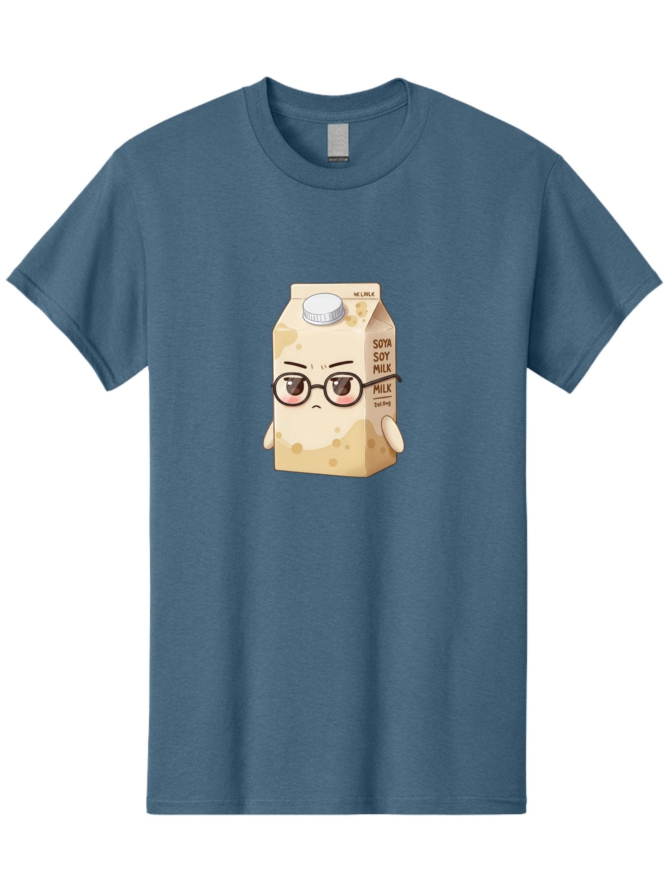 Soya-Soy-Milk Men'S Graphic Tee, 100% Cotton, Comfortable Casual Summer Wear, Machine Washable, Cartoon Soy Milk Carton, Anthropomorphic Milk, Glasses, Sad Face, Soy Milk, Milk Carton, Kawaii Character, Plant-Based Milk, Dairy-Free, Vegan Milk Bae773 7