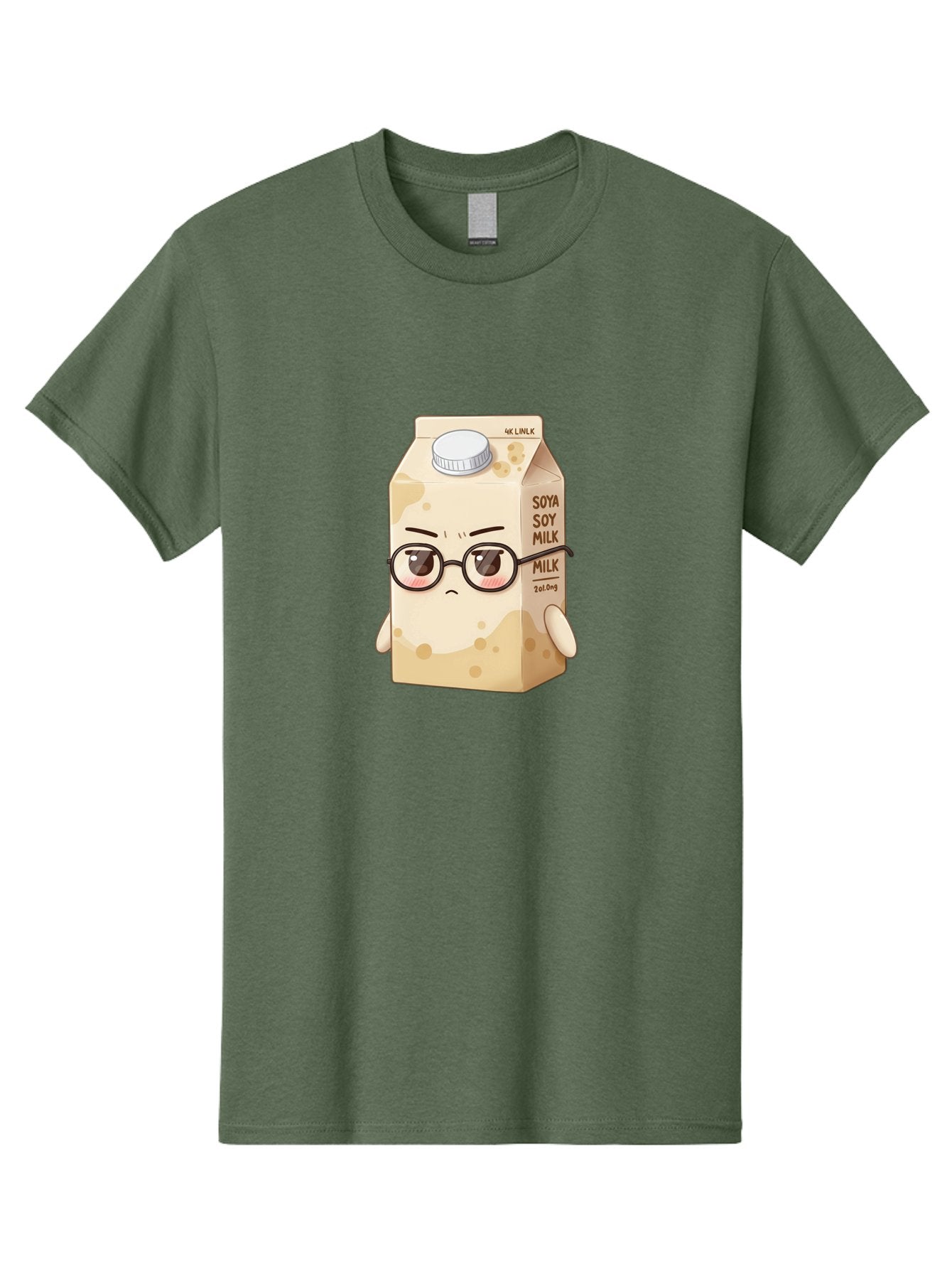 Soya-Soy-Milk Men'S Graphic Tee, 100% Cotton, Comfortable Casual Summer Wear, Machine Washable, Cartoon Soy Milk Carton, Anthropomorphic Milk, Glasses, Sad Face, Soy Milk, Milk Carton, Kawaii Character, Plant-Based Milk, Dairy-Free, Vegan Milk Bae773 12