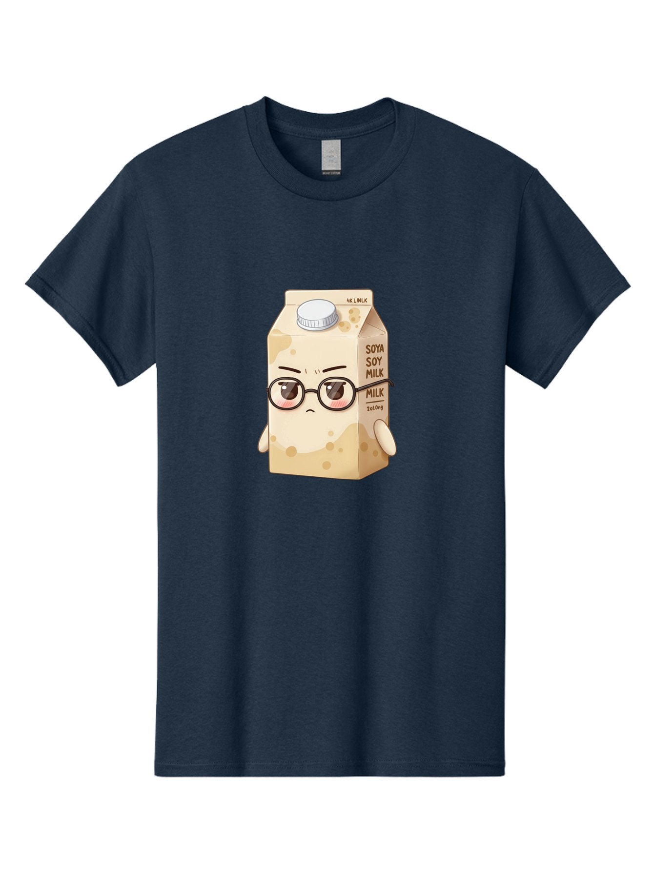 Soya-Soy-Milk Men'S Graphic Tee, 100% Cotton, Comfortable Casual Summer Wear, Machine Washable, Cartoon Soy Milk Carton, Anthropomorphic Milk, Glasses, Sad Face, Soy Milk, Milk Carton, Kawaii Character, Plant-Based Milk, Dairy-Free, Vegan Milk Bae773