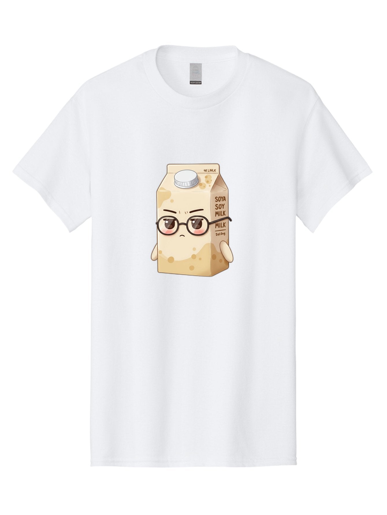 Soya-Soy-Milk Men'S Graphic Tee, 100% Cotton, Comfortable Casual Summer Wear, Machine Washable, Cartoon Soy Milk Carton, Anthropomorphic Milk, Glasses, Sad Face, Soy Milk, Milk Carton, Kawaii Character, Plant-Based Milk, Dairy-Free, Vegan Milk Bae773 6