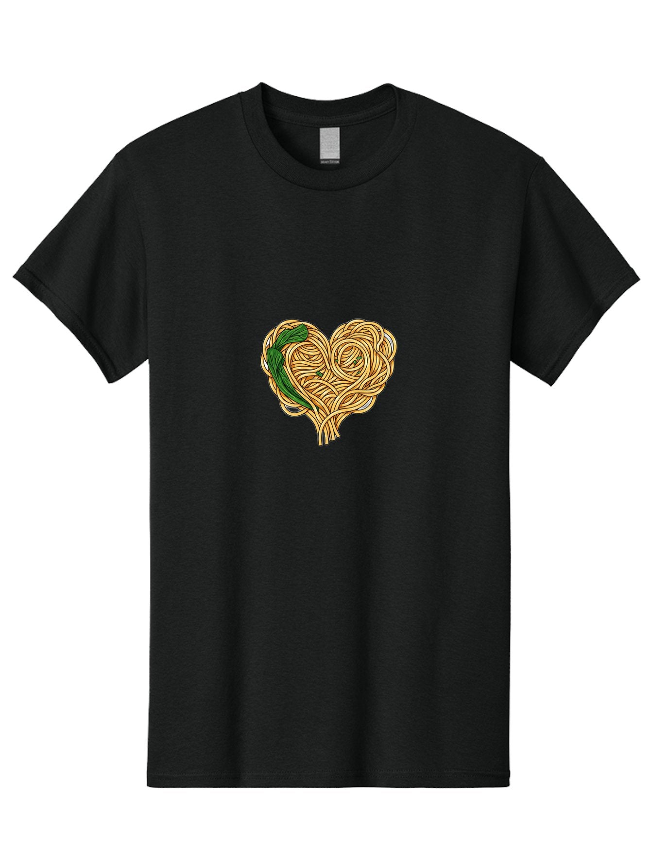 Spaghetti-Heart Men'S Graphic Tee, 100% Cotton, Comfortable Casual Summer Wear, Machine Washable, Spaghetti In Heart Shape, Tangled Noodles, Basil Leaves, Italian Cuisine, Pasta Art, Food Illustration, Culinary Design, Love Theme Bae774 7