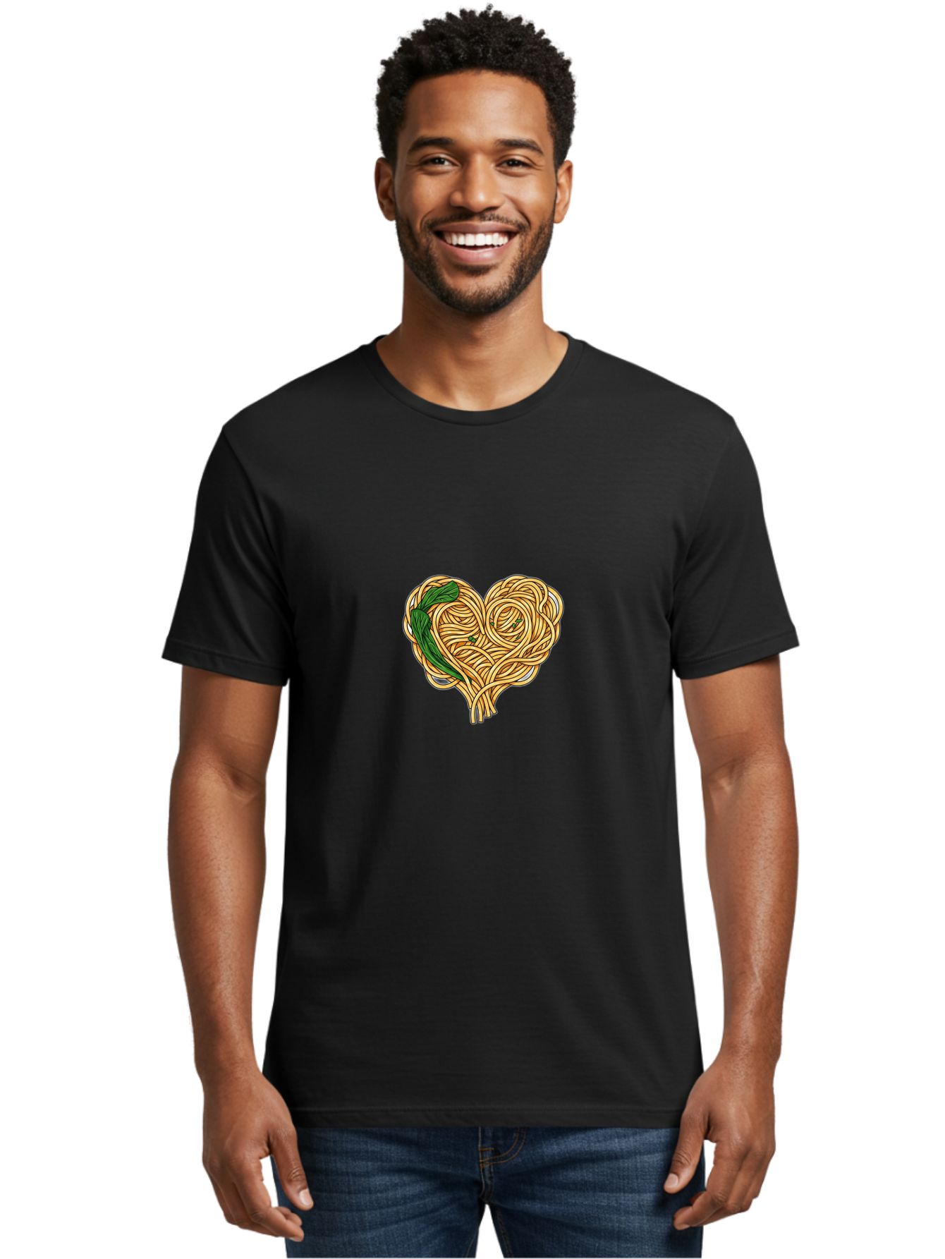 Spaghetti-Heart Men'S Graphic Tee, 100% Cotton, Comfortable Casual Summer Wear, Machine Washable, Spaghetti In Heart Shape, Tangled Noodles, Basil Leaves, Italian Cuisine, Pasta Art, Food Illustration, Culinary Design, Love Theme Bae774 28