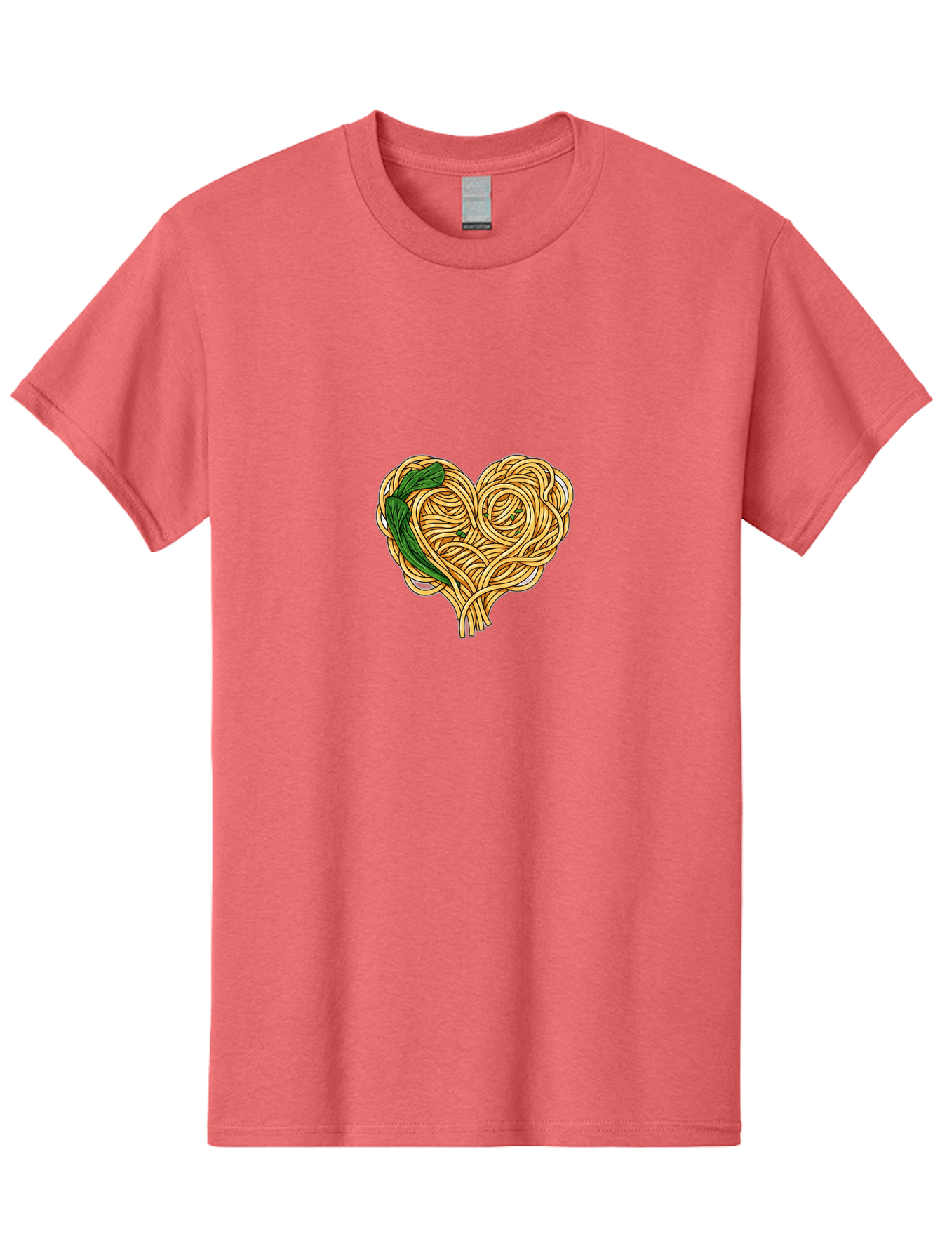 Spaghetti-Heart Men'S Graphic Tee, 100% Cotton, Comfortable Casual Summer Wear, Machine Washable, Spaghetti In Heart Shape, Tangled Noodles, Basil Leaves, Italian Cuisine, Pasta Art, Food Illustration, Culinary Design, Love Theme Bae774 9
