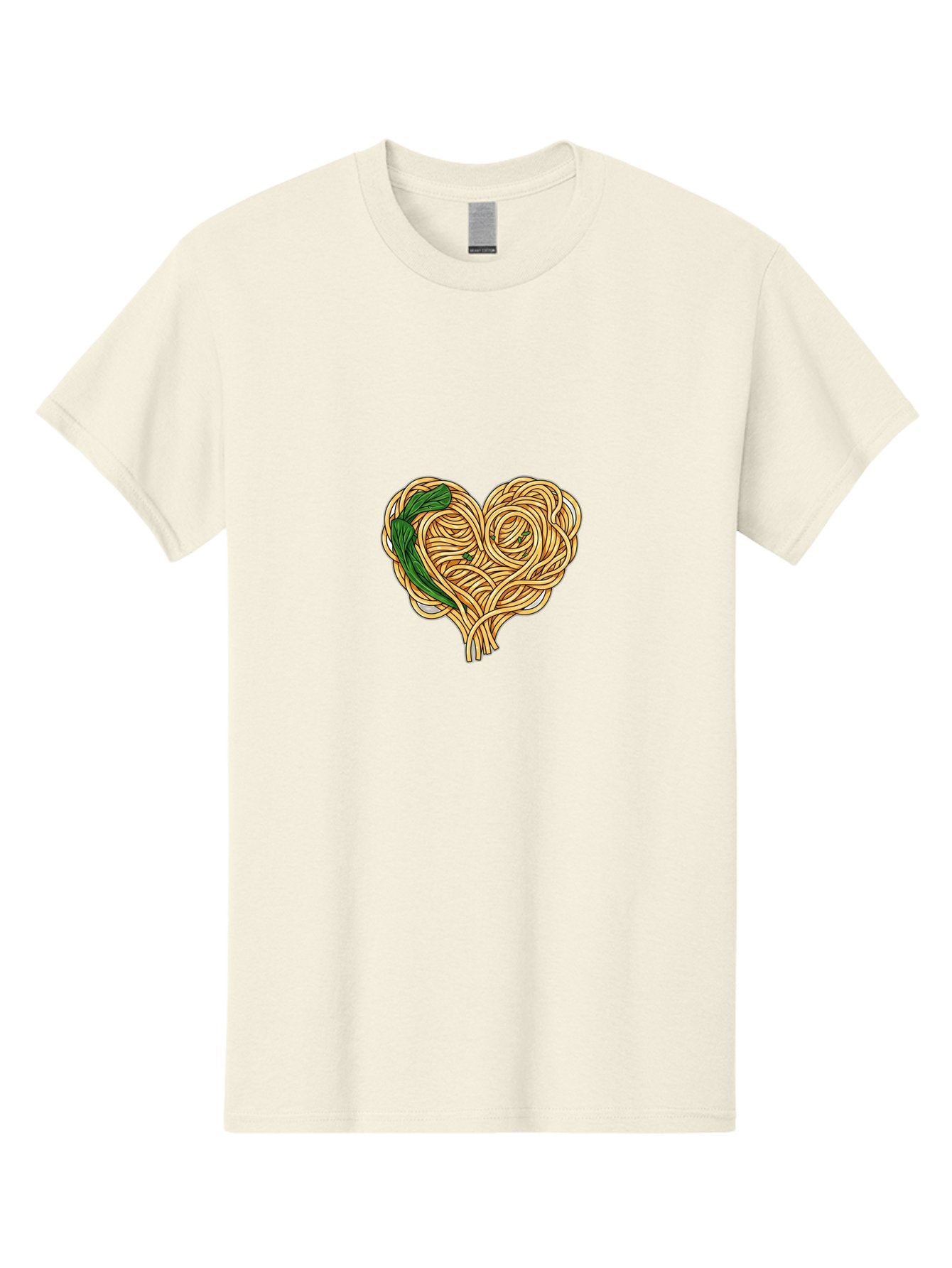 Spaghetti-Heart Men'S Graphic Tee, 100% Cotton, Comfortable Casual Summer Wear, Machine Washable, Spaghetti In Heart Shape, Tangled Noodles, Basil Leaves, Italian Cuisine, Pasta Art, Food Illustration, Culinary Design, Love Theme Bae774 4
