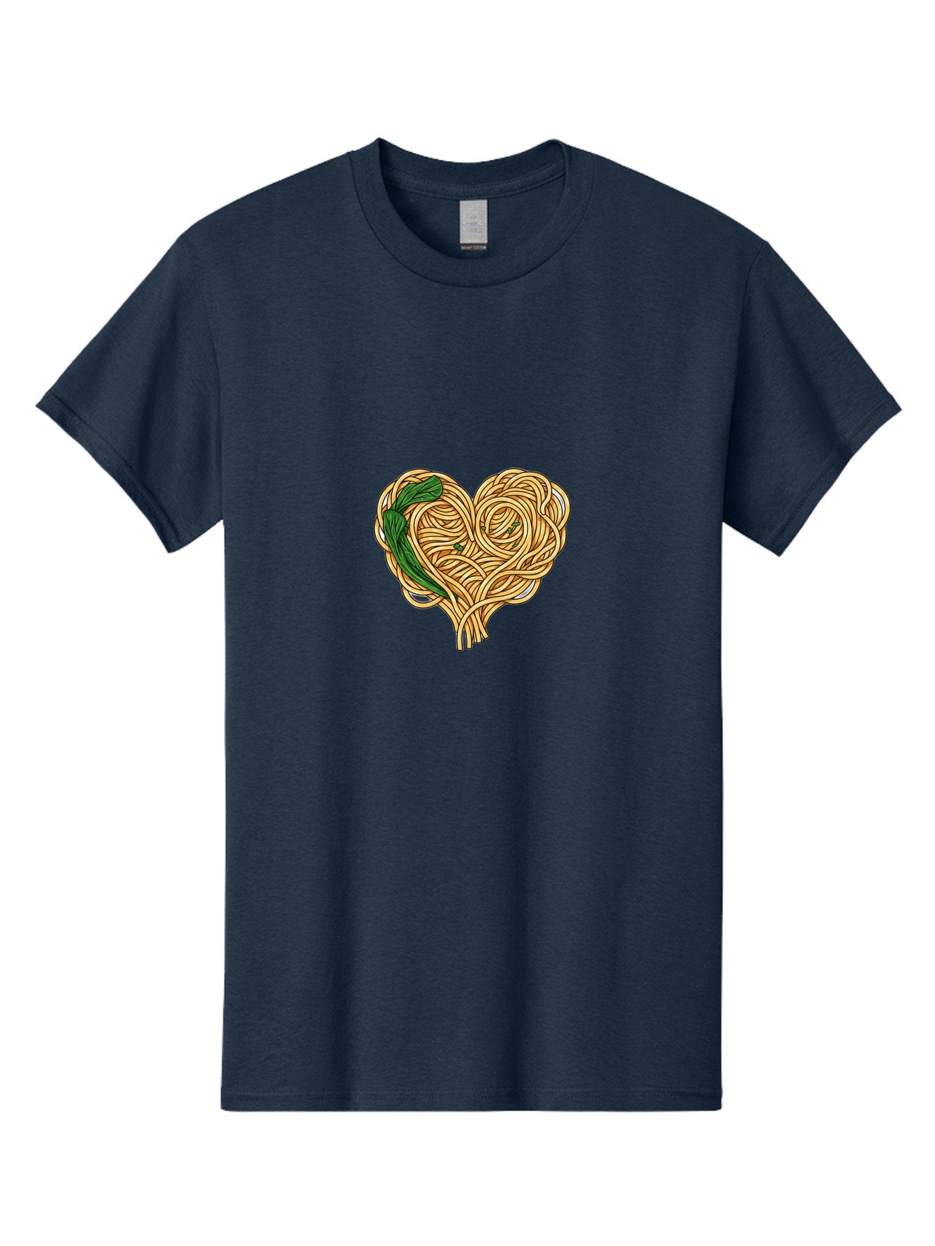 Spaghetti-Heart Men'S Graphic Tee, 100% Cotton, Comfortable Casual Summer Wear, Machine Washable, Spaghetti In Heart Shape, Tangled Noodles, Basil Leaves, Italian Cuisine, Pasta Art, Food Illustration, Culinary Design, Love Theme Bae774 9