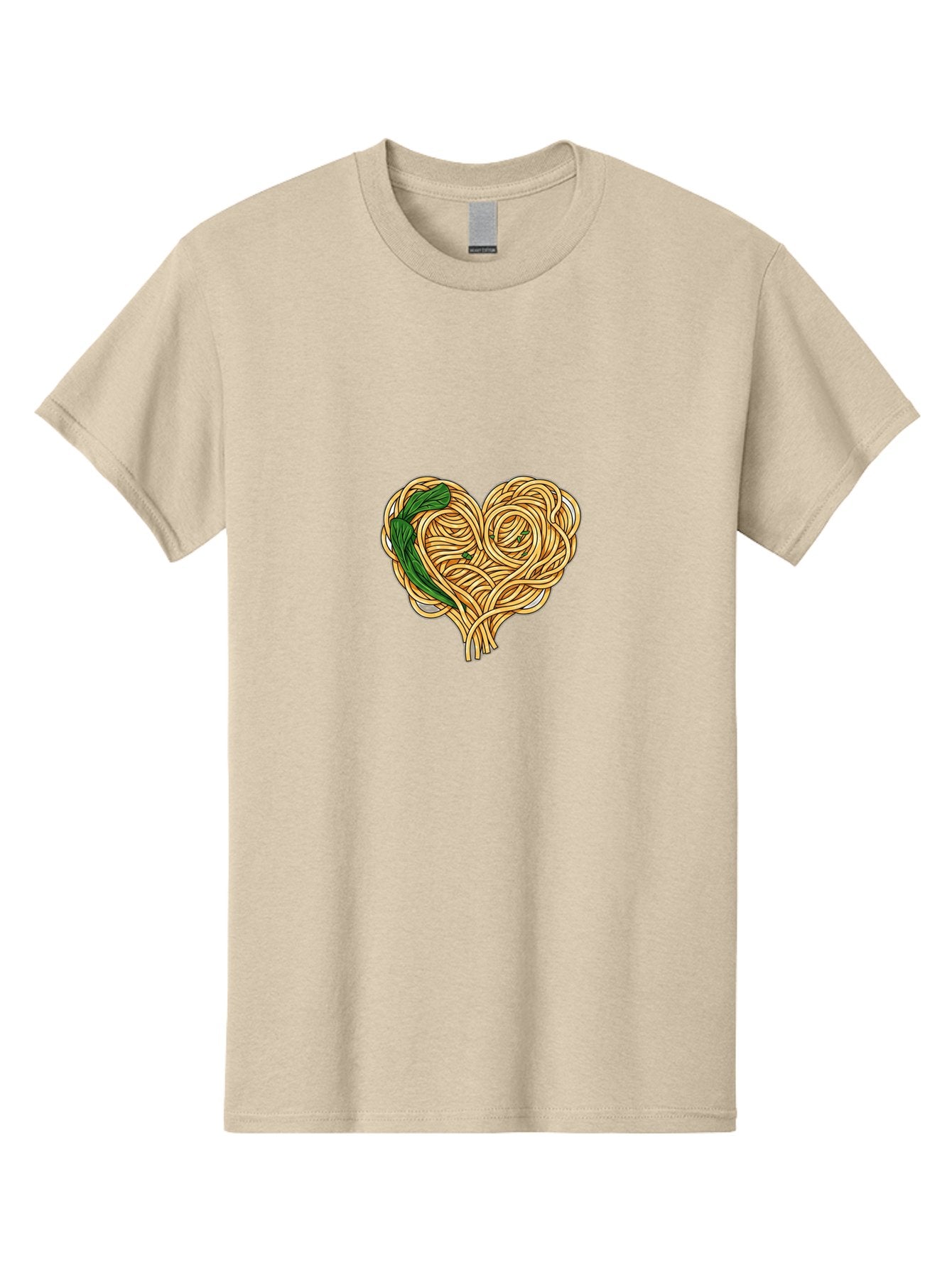 Spaghetti-Heart Men'S Graphic Tee, 100% Cotton, Comfortable Casual Summer Wear, Machine Washable, Spaghetti In Heart Shape, Tangled Noodles, Basil Leaves, Italian Cuisine, Pasta Art, Food Illustration, Culinary Design, Love Theme Bae774 10