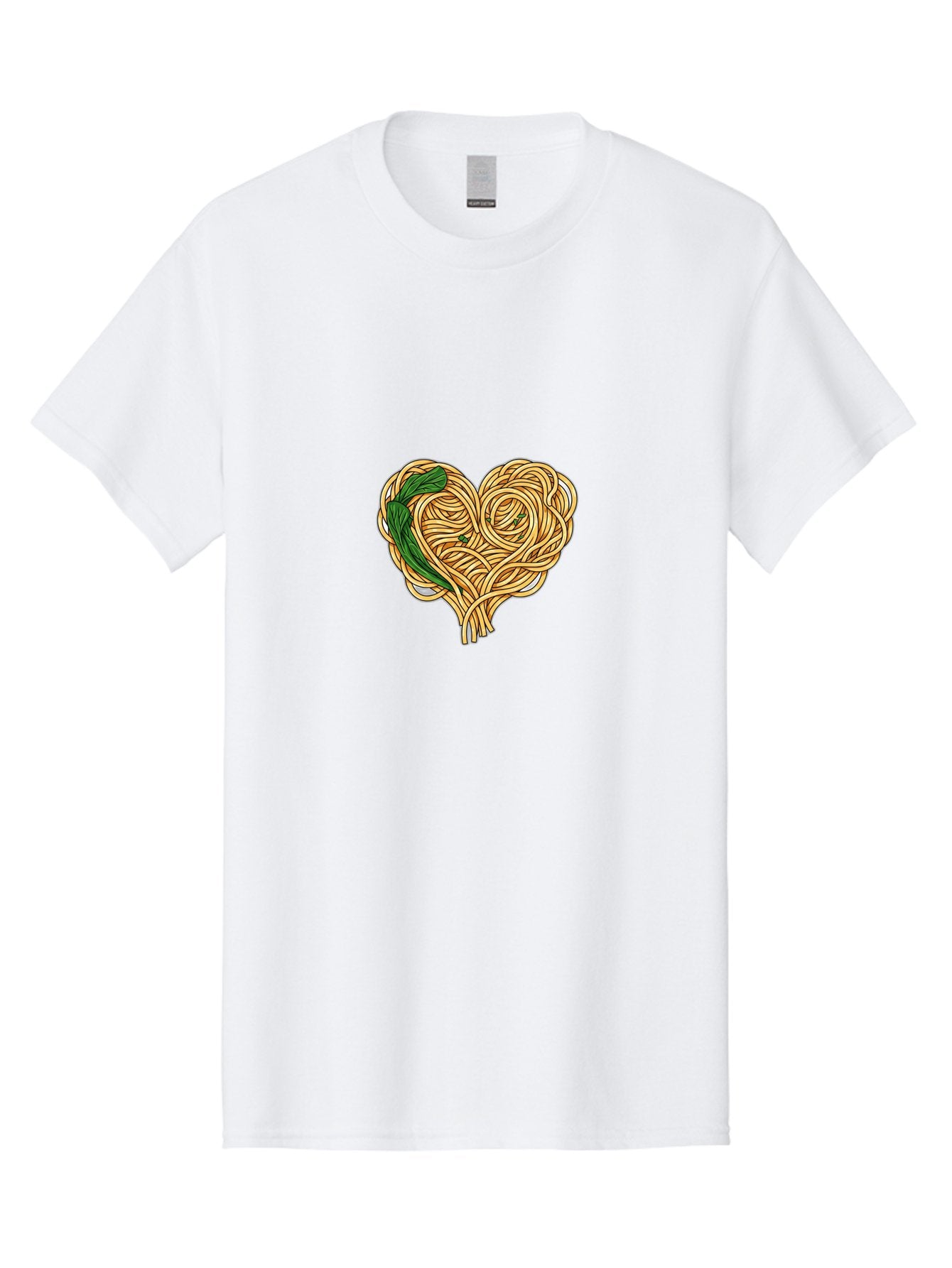 Spaghetti-Heart Men'S Graphic Tee, 100% Cotton, Comfortable Casual Summer Wear, Machine Washable, Spaghetti In Heart Shape, Tangled Noodles, Basil Leaves, Italian Cuisine, Pasta Art, Food Illustration, Culinary Design, Love Theme Bae774 8