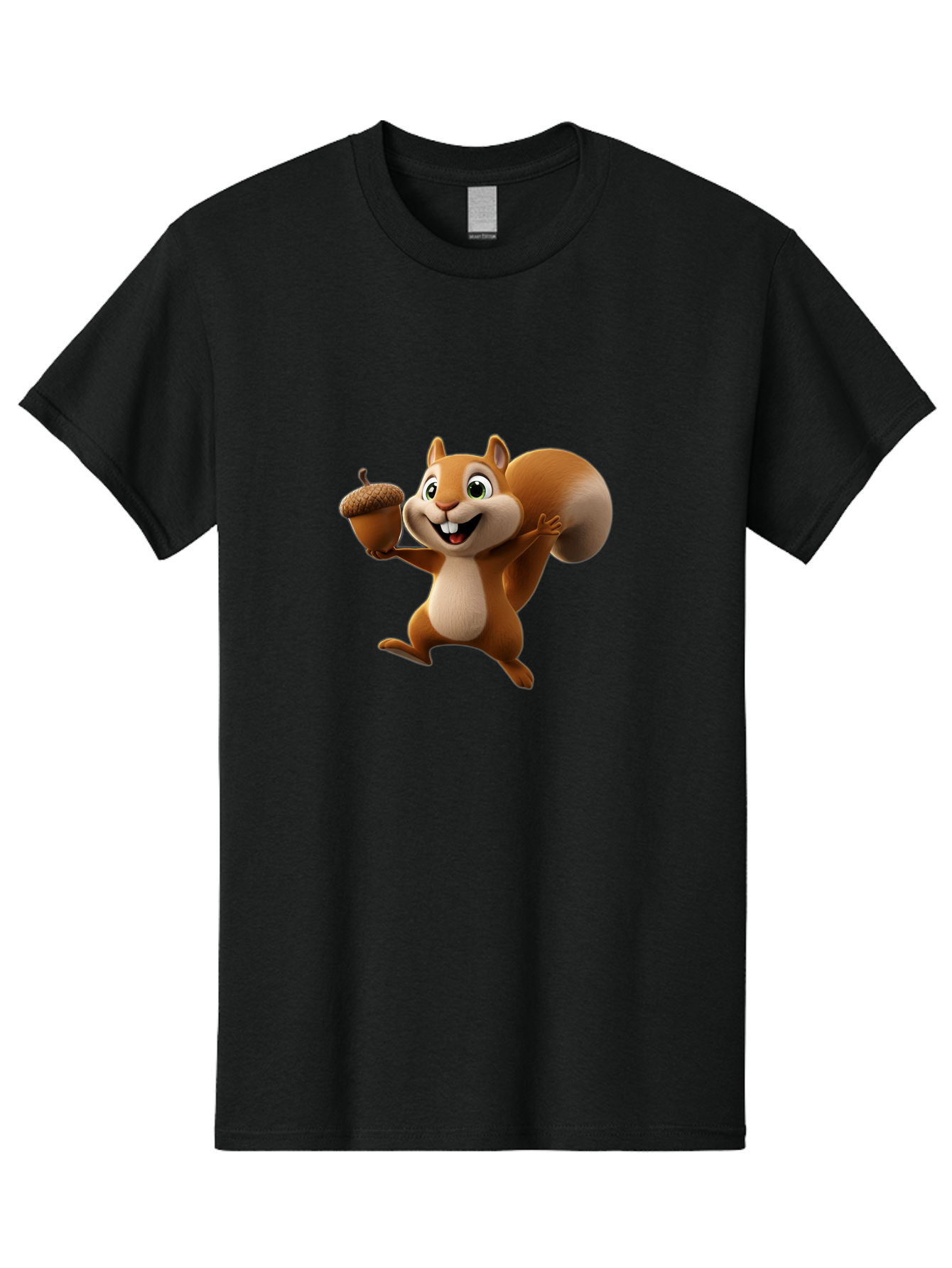 Squirrel-With-Acorn Men'S Graphic Tee, 100% Cotton, Comfortable Casual Summer Wear, Machine Washable, Cartoon Squirrel, Happy Squirrel, Acorn, Forest Animal, Cute Cartoon Character, Squirrel Character, Funny Squirrel, Squirrel Graphics Bae776