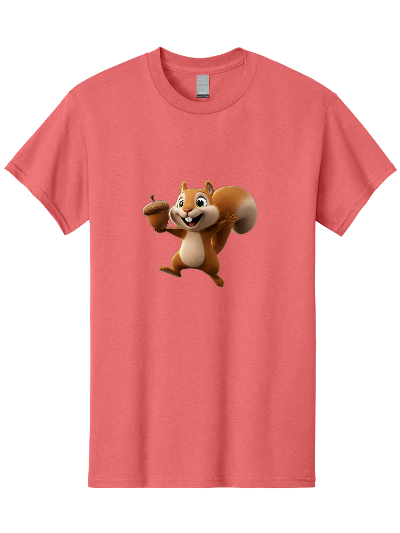 Squirrel-With-Acorn Men'S Graphic Tee, 100% Cotton, Comfortable Casual Summer Wear, Machine Washable, Cartoon Squirrel, Happy Squirrel, Acorn, Forest Animal, Cute Cartoon Character, Squirrel Character, Funny Squirrel, Squirrel Graphics Bae776 4