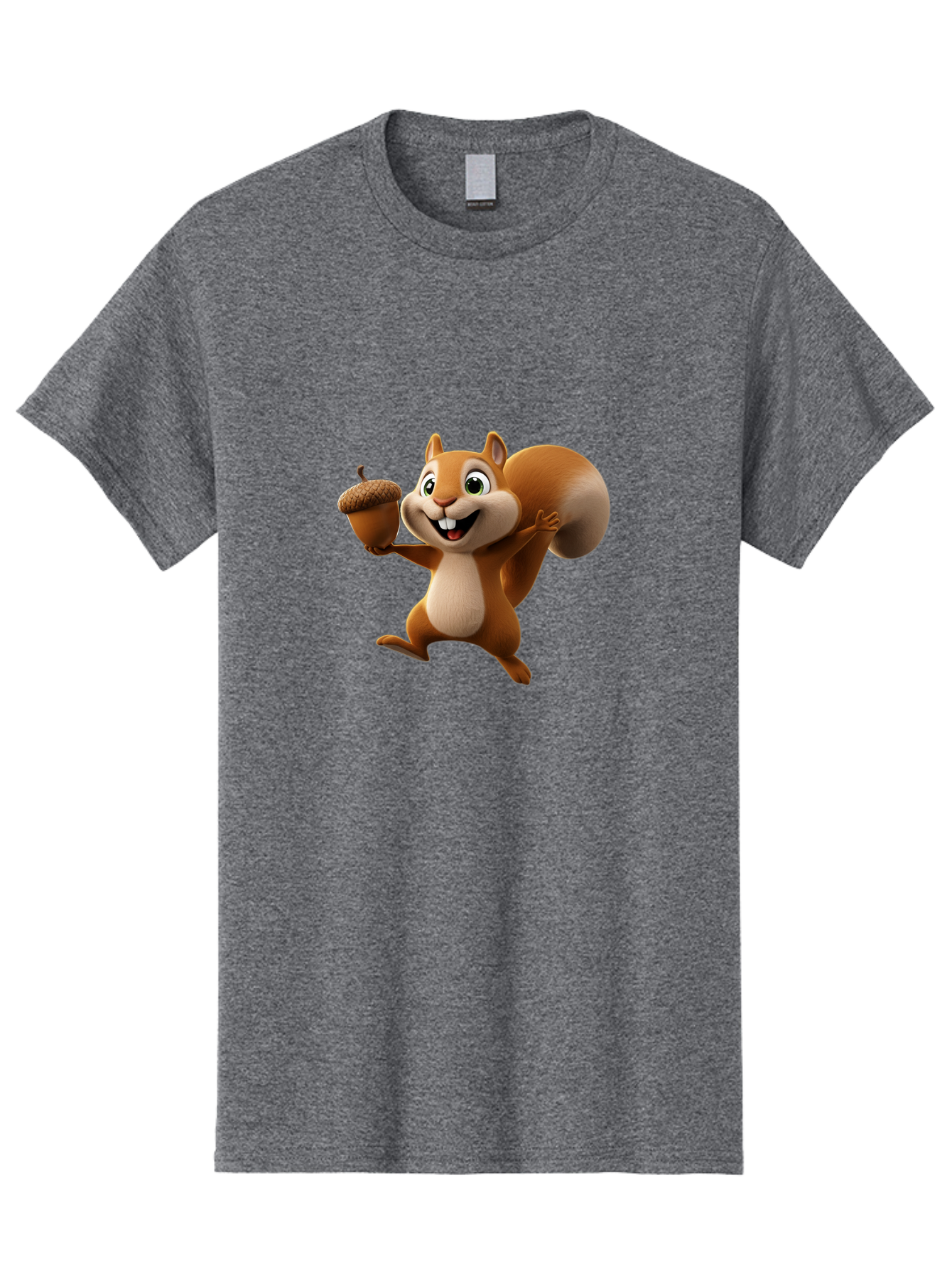 Squirrel-With-Acorn Men'S Graphic Tee, 100% Cotton, Comfortable Casual Summer Wear, Machine Washable, Cartoon Squirrel, Happy Squirrel, Acorn, Forest Animal, Cute Cartoon Character, Squirrel Character, Funny Squirrel, Squirrel Graphics Bae776 5