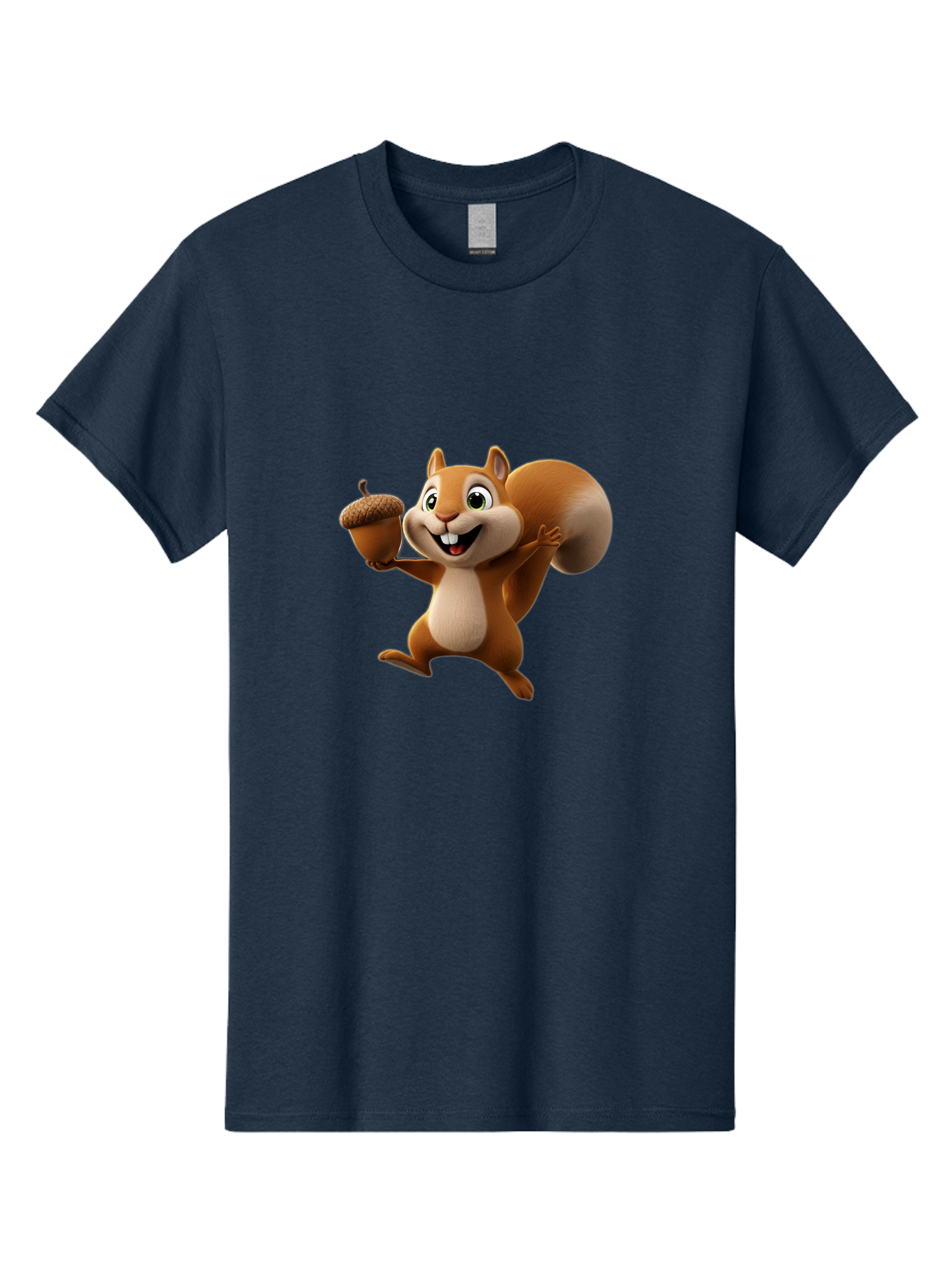 Squirrel-With-Acorn Men'S Graphic Tee, 100% Cotton, Comfortable Casual Summer Wear, Machine Washable, Cartoon Squirrel, Happy Squirrel, Acorn, Forest Animal, Cute Cartoon Character, Squirrel Character, Funny Squirrel, Squirrel Graphics Bae776 3