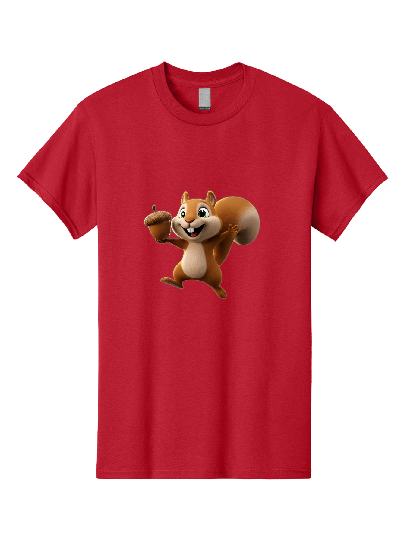 Squirrel-With-Acorn Men'S Graphic Tee, 100% Cotton, Comfortable Casual Summer Wear, Machine Washable, Cartoon Squirrel, Happy Squirrel, Acorn, Forest Animal, Cute Cartoon Character, Squirrel Character, Funny Squirrel, Squirrel Graphics Bae776