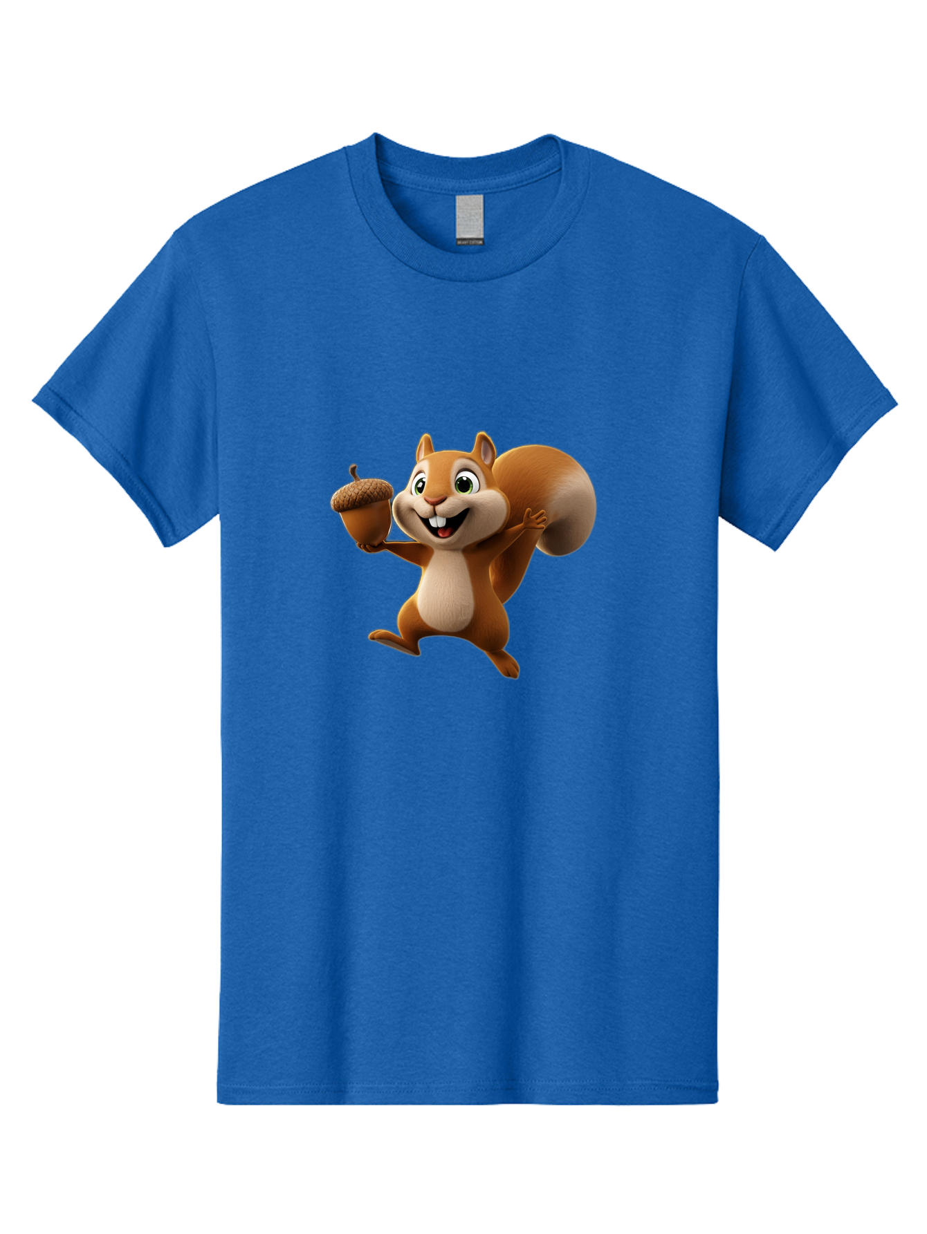 Squirrel-With-Acorn Men'S Graphic Tee, 100% Cotton, Comfortable Casual Summer Wear, Machine Washable, Cartoon Squirrel, Happy Squirrel, Acorn, Forest Animal, Cute Cartoon Character, Squirrel Character, Funny Squirrel, Squirrel Graphics Bae776 6