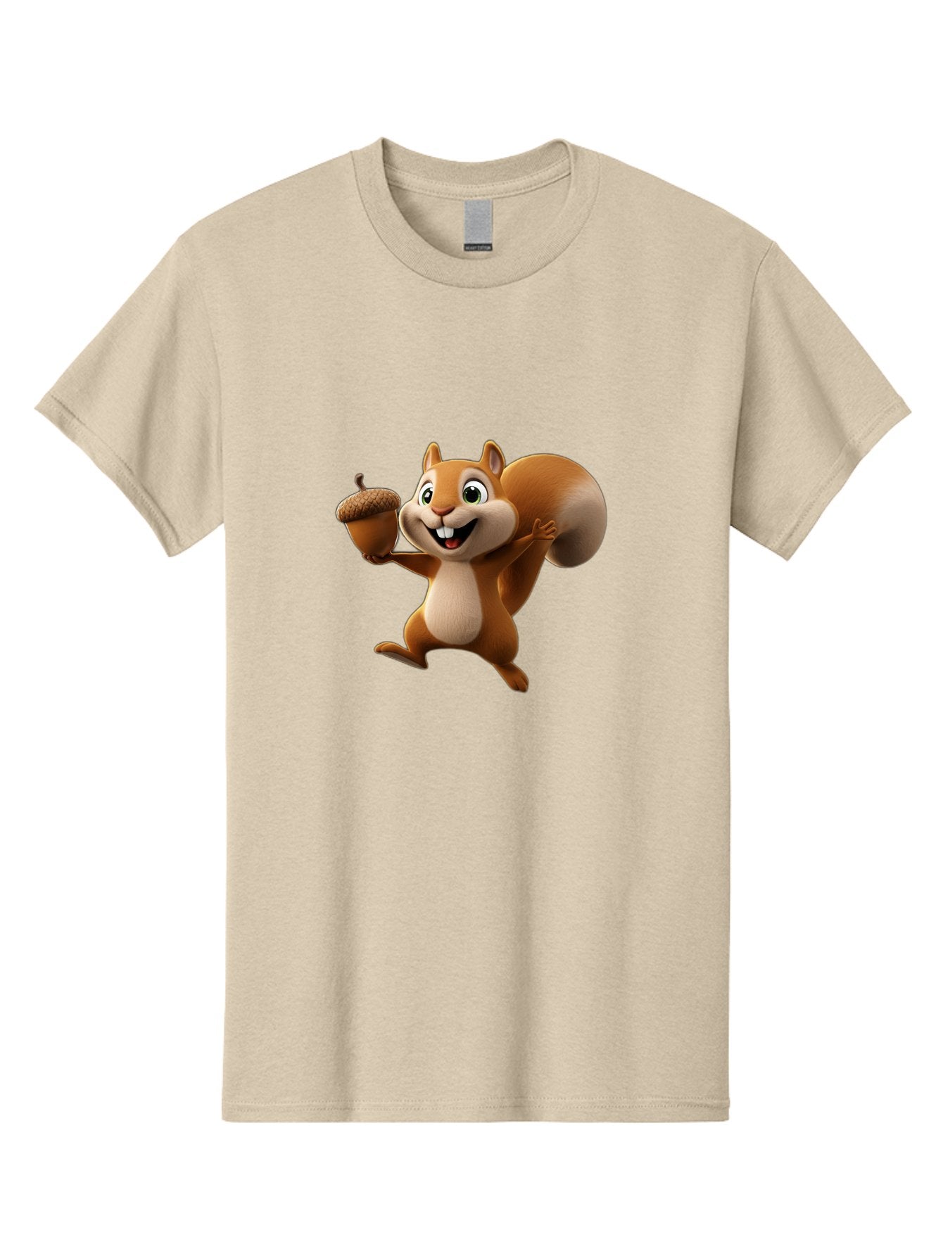 Squirrel-With-Acorn Men'S Graphic Tee, 100% Cotton, Comfortable Casual Summer Wear, Machine Washable, Cartoon Squirrel, Happy Squirrel, Acorn, Forest Animal, Cute Cartoon Character, Squirrel Character, Funny Squirrel, Squirrel Graphics Bae776 4
