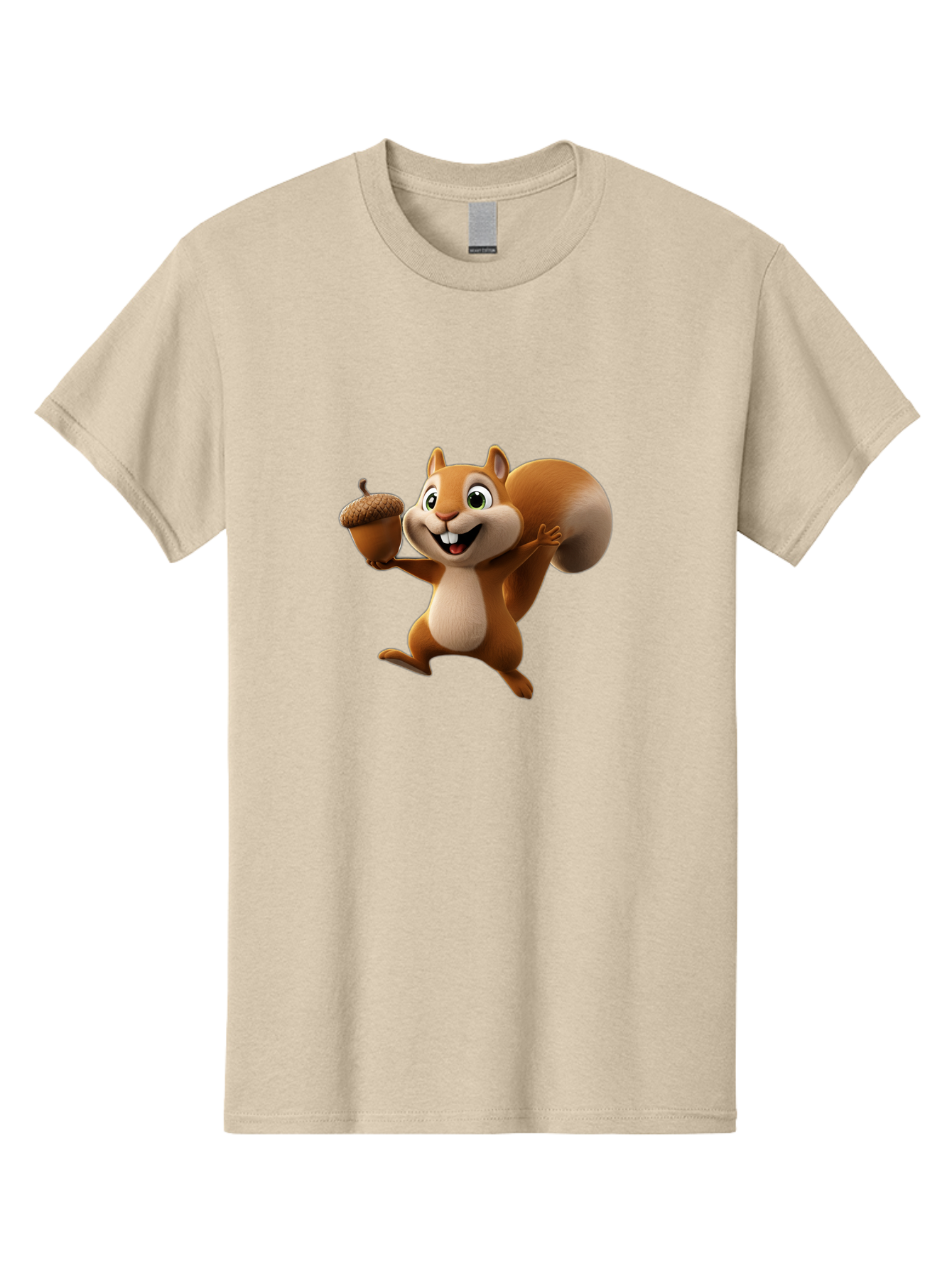 Squirrel-With-Acorn Men'S Graphic Tee, 100% Cotton, Comfortable Casual Summer Wear, Machine Washable, Cartoon Squirrel, Happy Squirrel, Acorn, Forest Animal, Cute Cartoon Character, Squirrel Character, Funny Squirrel, Squirrel Graphics Bae776 12