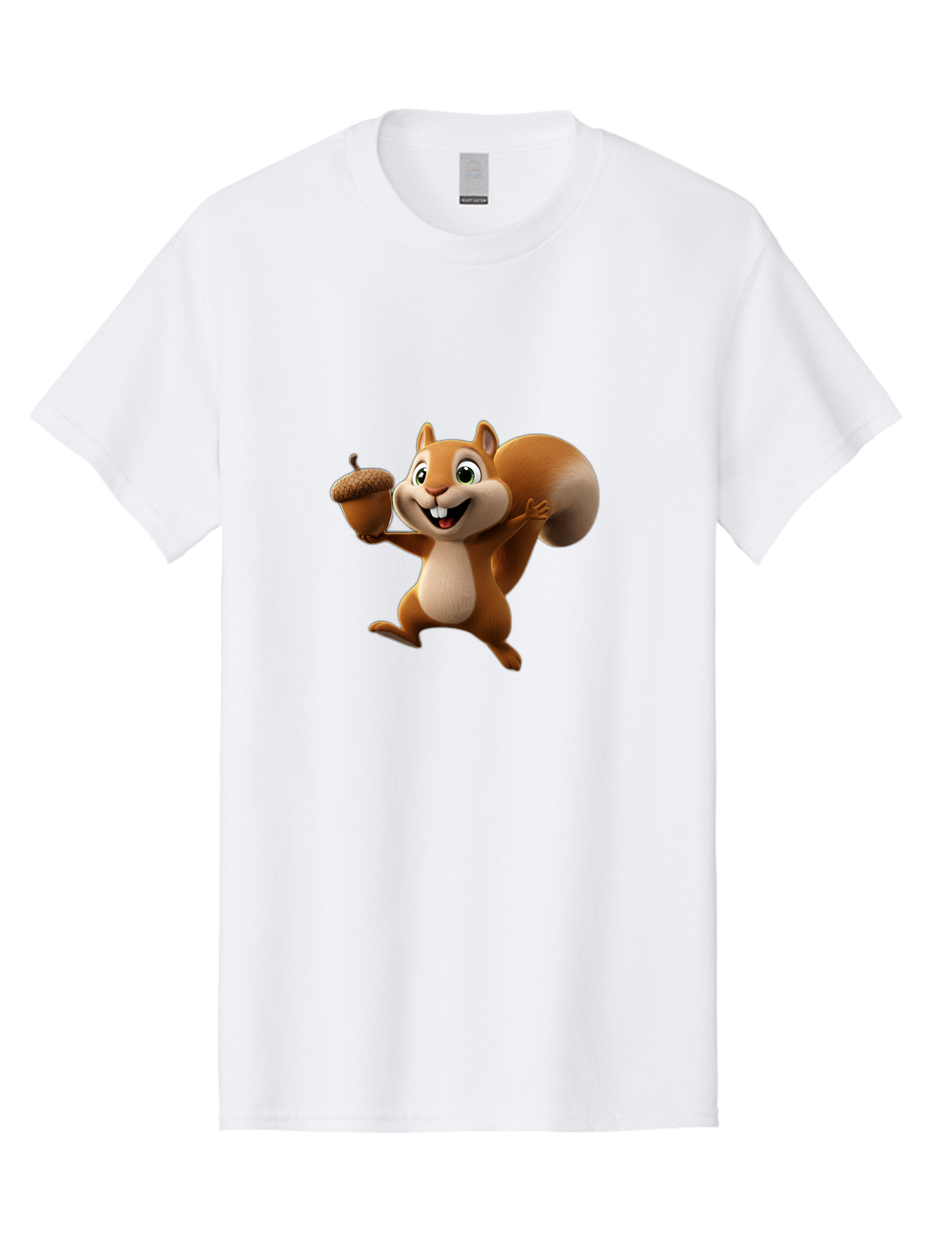 Squirrel-With-Acorn Men'S Graphic Tee, 100% Cotton, Comfortable Casual Summer Wear, Machine Washable, Cartoon Squirrel, Happy Squirrel, Acorn, Forest Animal, Cute Cartoon Character, Squirrel Character, Funny Squirrel, Squirrel Graphics Bae776 10