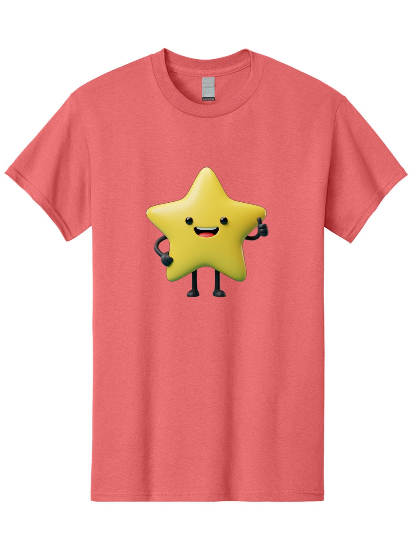 Star-Character-1 Men'S Graphic Tee, 100% Cotton, Comfortable Casual Summer Wear, Machine Washable, Smiling Star Character, Cartoon Star, 3D Illustration, Happy Face, Cute Character Design, Yellow Star, Star With Arms And Legs, Funny Graphics, Bae777 9