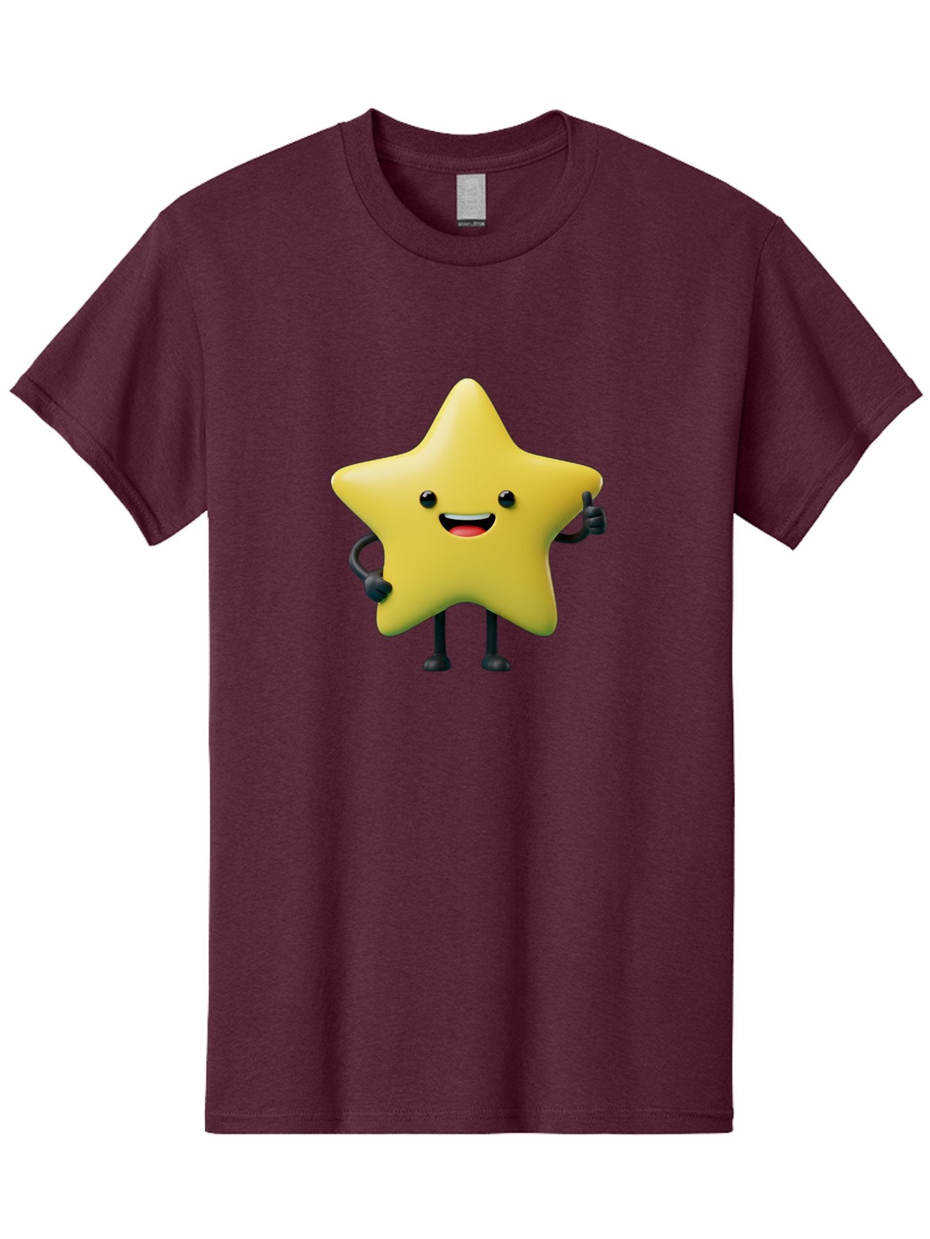 Star-Character-1 Men'S Graphic Tee, 100% Cotton, Comfortable Casual Summer Wear, Machine Washable, Smiling Star Character, Cartoon Star, 3D Illustration, Happy Face, Cute Character Design, Yellow Star, Star With Arms And Legs, Funny Graphics, Bae777 7