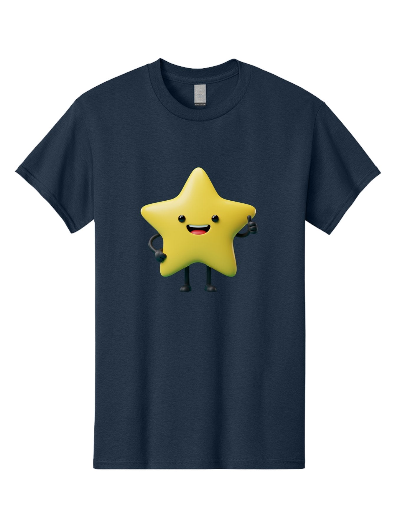 Star-Character-1 Men'S Graphic Tee, 100% Cotton, Comfortable Casual Summer Wear, Machine Washable, Smiling Star Character, Cartoon Star, 3D Illustration, Happy Face, Cute Character Design, Yellow Star, Star With Arms And Legs, Funny Graphics, Bae777 10