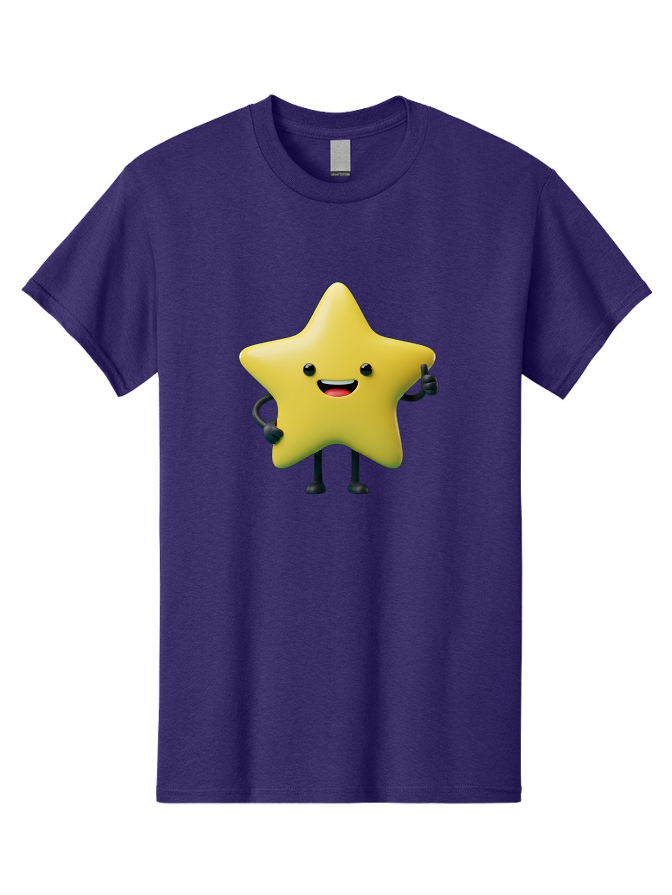 Star-Character-1 Men'S Graphic Tee, 100% Cotton, Comfortable Casual Summer Wear, Machine Washable, Smiling Star Character, Cartoon Star, 3D Illustration, Happy Face, Cute Character Design, Yellow Star, Star With Arms And Legs, Funny Graphics, Bae777 11