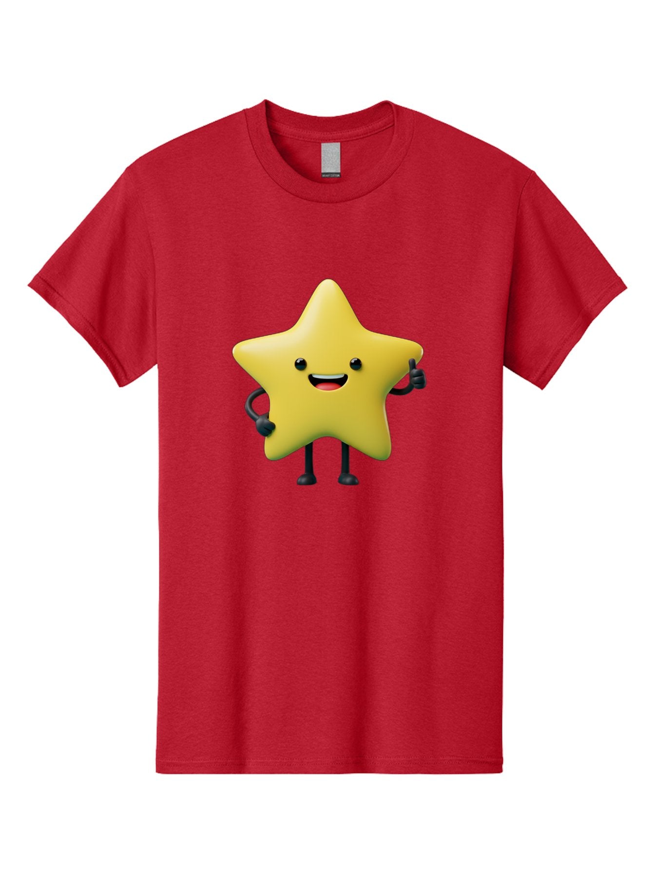 Star-Character-1 Men'S Graphic Tee, 100% Cotton, Comfortable Casual Summer Wear, Machine Washable, Smiling Star Character, Cartoon Star, 3D Illustration, Happy Face, Cute Character Design, Yellow Star, Star With Arms And Legs, Funny Graphics, Bae777 13