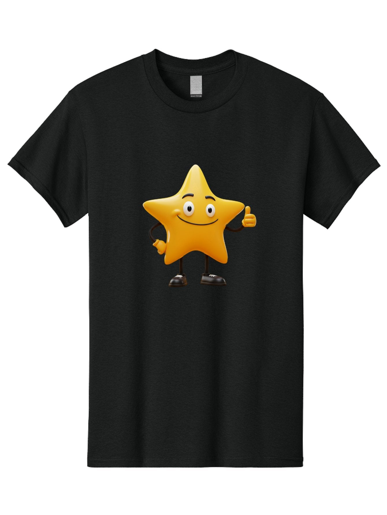 Star-Character-4 Men'S Graphic Tee, 100% Cotton, Comfortable Casual Summer Wear, Machine Washable, Smiling Star Character, Thumbs Up Gesture, Cartoon Style, Yellow Star, Funny Face, Animated Illustration, Friendly Demeanor, Positive Vibes, Bae780 15