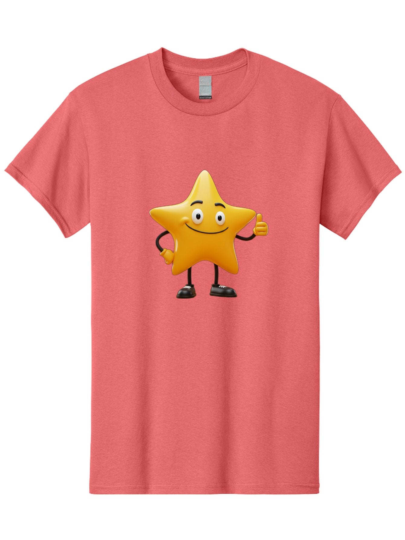 Star-Character-4 Men'S Graphic Tee, 100% Cotton, Comfortable Casual Summer Wear, Machine Washable, Smiling Star Character, Thumbs Up Gesture, Cartoon Style, Yellow Star, Funny Face, Animated Illustration, Friendly Demeanor, Positive Vibes, Bae780 10