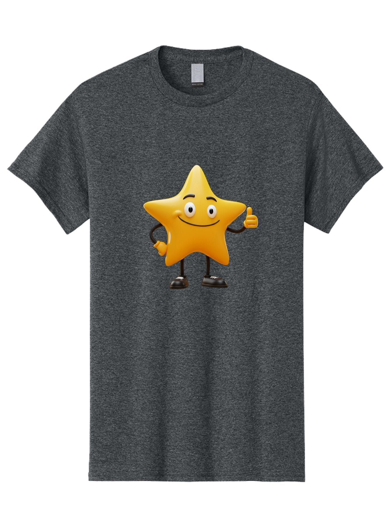 Star-Character-4 Men'S Graphic Tee, 100% Cotton, Comfortable Casual Summer Wear, Machine Washable, Smiling Star Character, Thumbs Up Gesture, Cartoon Style, Yellow Star, Funny Face, Animated Illustration, Friendly Demeanor, Positive Vibes, Bae780 14