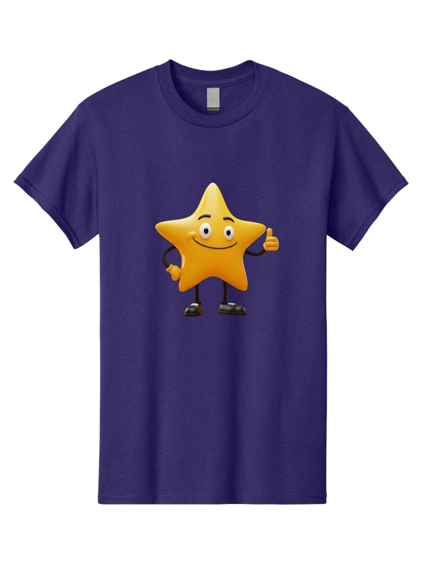 Star-Character-4 Men'S Graphic Tee, 100% Cotton, Comfortable Casual Summer Wear, Machine Washable, Smiling Star Character, Thumbs Up Gesture, Cartoon Style, Yellow Star, Funny Face, Animated Illustration, Friendly Demeanor, Positive Vibes, Bae780 8