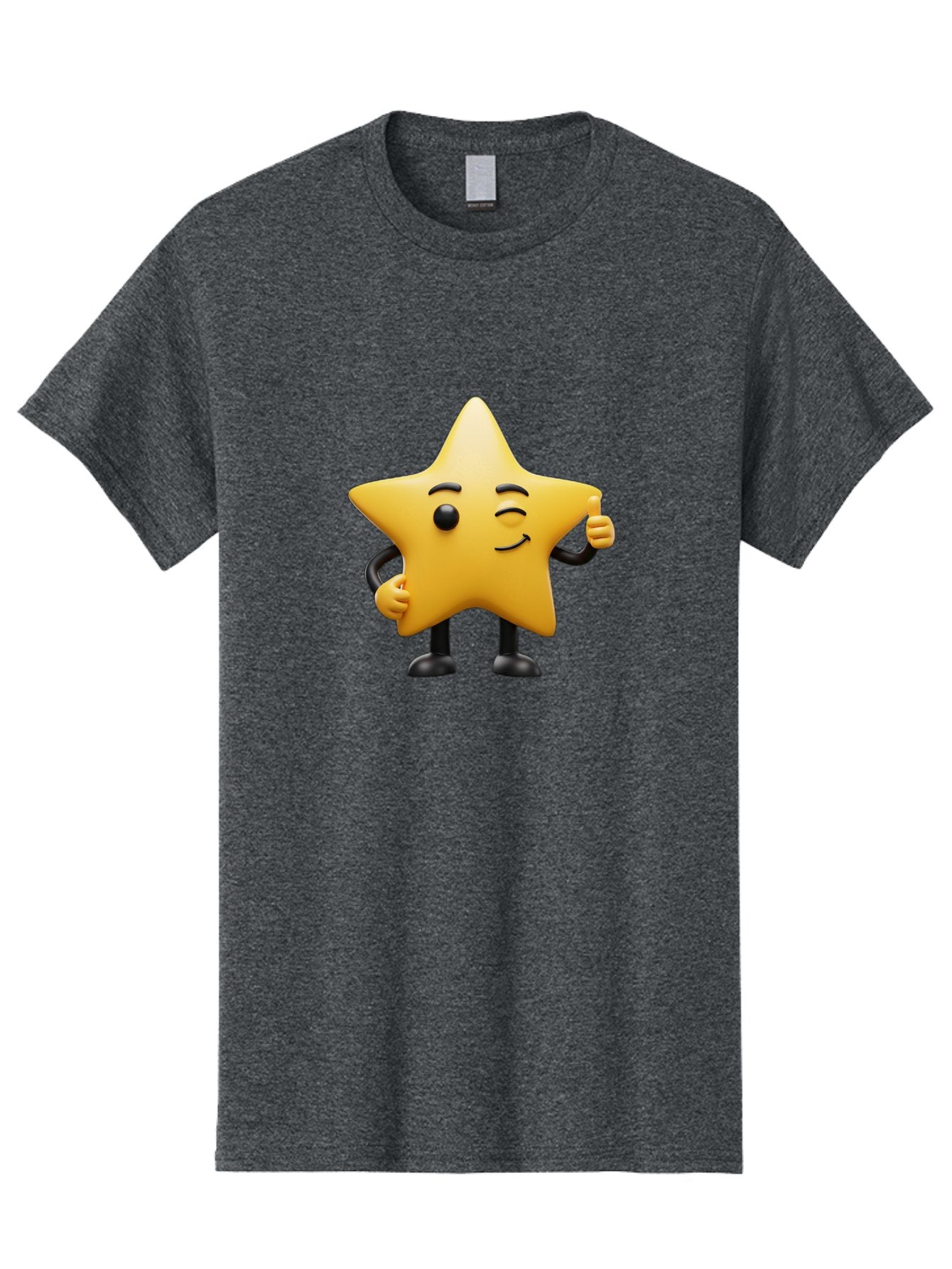 Star-Character-7 Men'S Graphic Tee, 100% Cotton, Comfortable Casual Summer Wear, Machine Washable, Happy Star, Cartoon Character, Smiley Face, Thumbs Up, Cheerful Personality, Animated Figure, Shiny Star, Positive Vibes, Friendly Emoji, Bae783 15