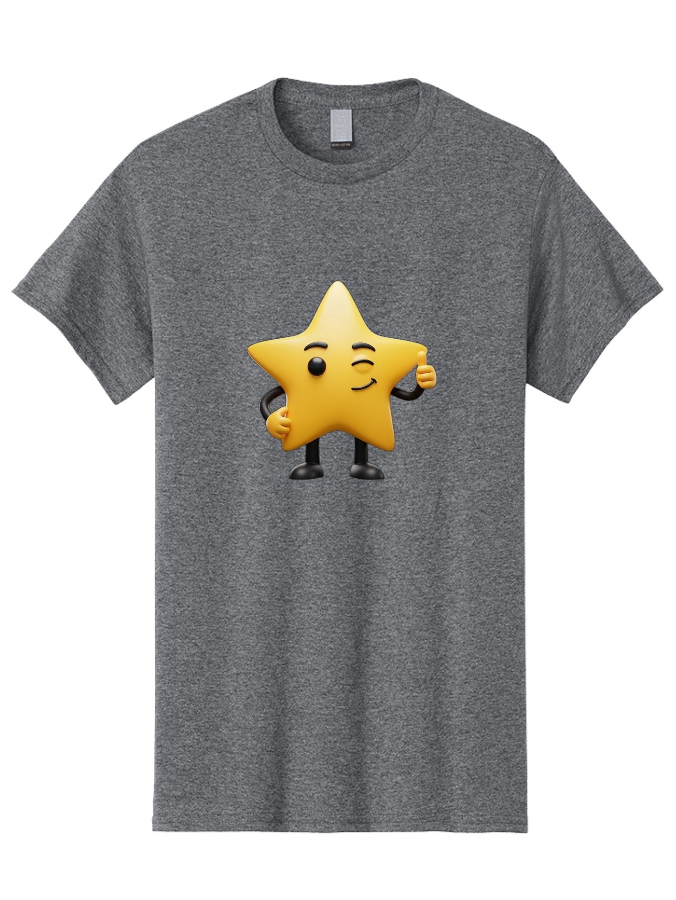 Star-Character-7 Men'S Graphic Tee, 100% Cotton, Comfortable Casual Summer Wear, Machine Washable, Happy Star, Cartoon Character, Smiley Face, Thumbs Up, Cheerful Personality, Animated Figure, Shiny Star, Positive Vibes, Friendly Emoji, Bae783 11