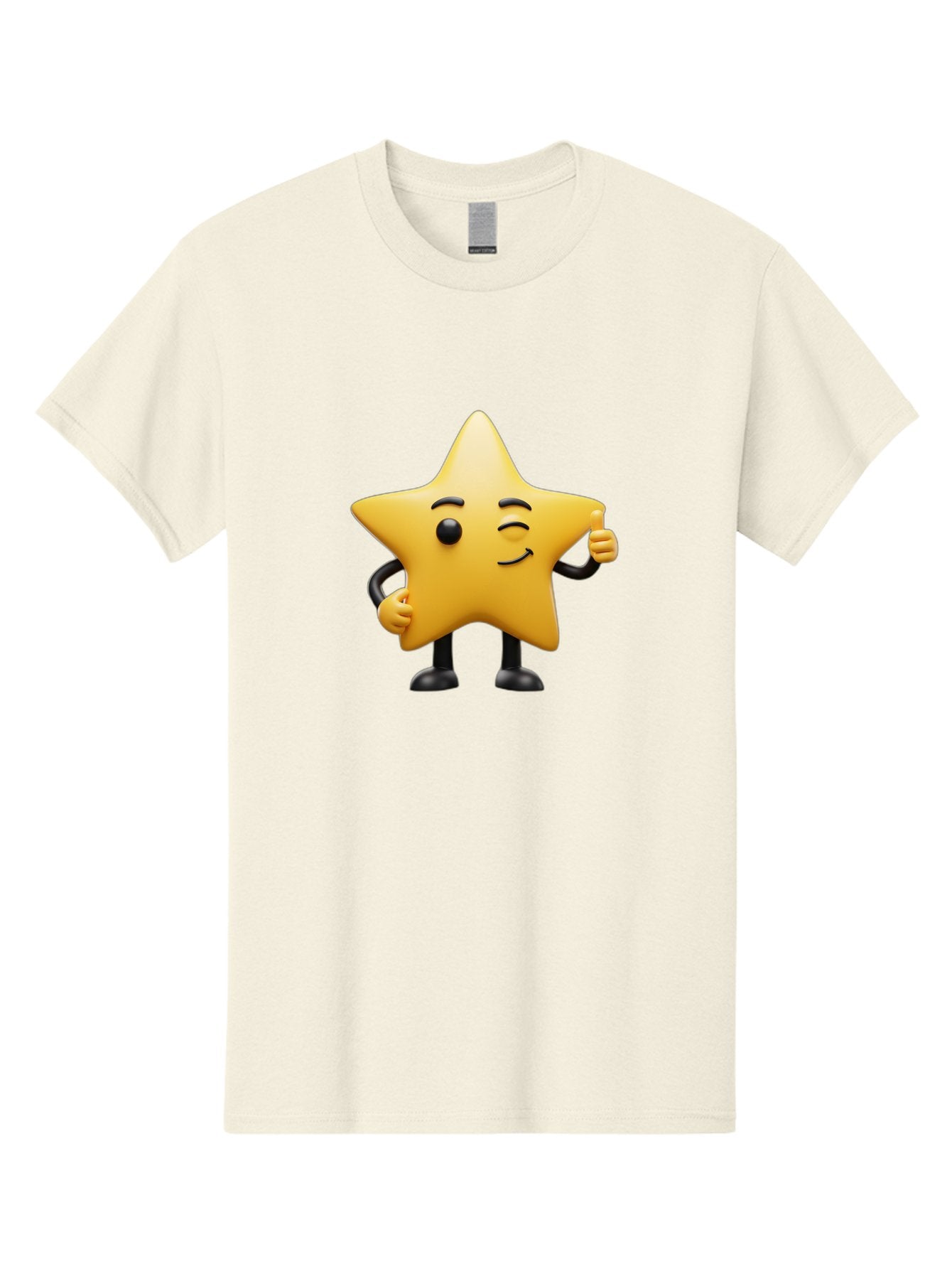 Star-Character-7 Men'S Graphic Tee, 100% Cotton, Comfortable Casual Summer Wear, Machine Washable, Happy Star, Cartoon Character, Smiley Face, Thumbs Up, Cheerful Personality, Animated Figure, Shiny Star, Positive Vibes, Friendly Emoji, Bae783 10