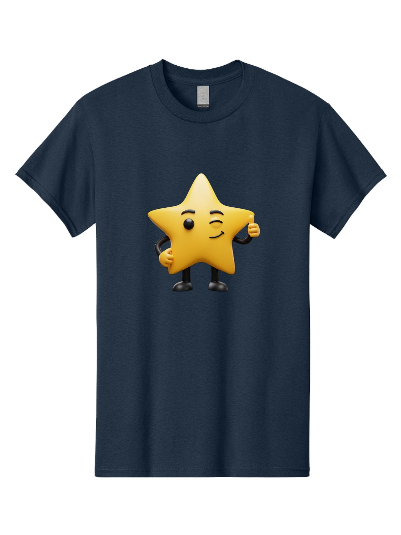 Star-Character-7 Men'S Graphic Tee, 100% Cotton, Comfortable Casual Summer Wear, Machine Washable, Happy Star, Cartoon Character, Smiley Face, Thumbs Up, Cheerful Personality, Animated Figure, Shiny Star, Positive Vibes, Friendly Emoji, Bae783 13