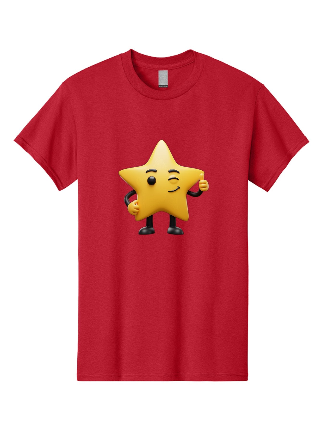 Star-Character-7 Men'S Graphic Tee, 100% Cotton, Comfortable Casual Summer Wear, Machine Washable, Happy Star, Cartoon Character, Smiley Face, Thumbs Up, Cheerful Personality, Animated Figure, Shiny Star, Positive Vibes, Friendly Emoji, Bae783 5