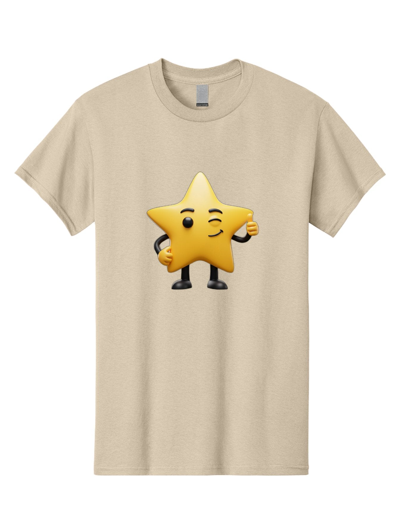 Star-Character-7 Men'S Graphic Tee, 100% Cotton, Comfortable Casual Summer Wear, Machine Washable, Happy Star, Cartoon Character, Smiley Face, Thumbs Up, Cheerful Personality, Animated Figure, Shiny Star, Positive Vibes, Friendly Emoji, Bae783 8