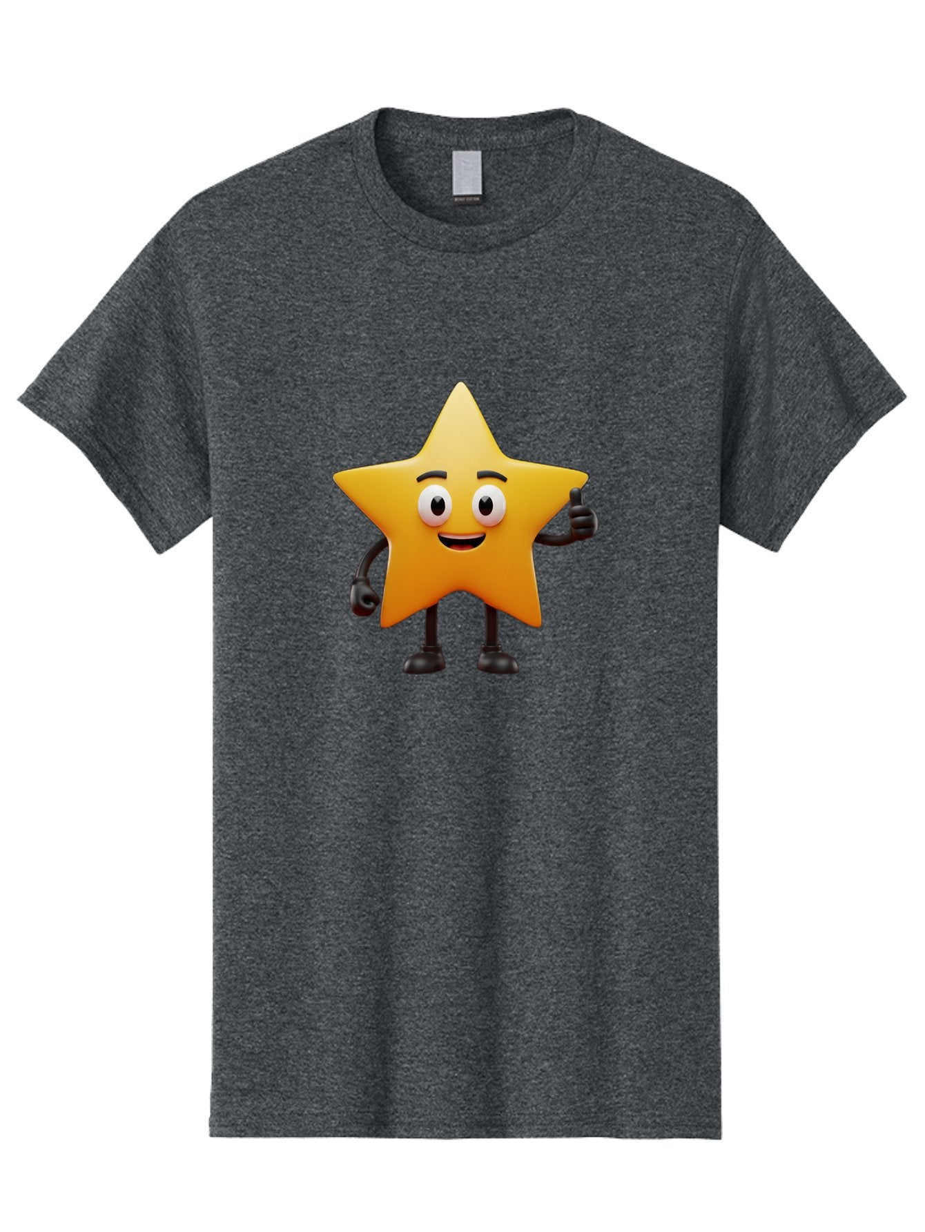 Star-Character Men'S Graphic Tee, 100% Cotton, Comfortable Casual Summer Wear, Machine Washable, Cartoon Star, Yellow Star, Smiling Face, Thumbs Up, Positive Attitude, Friendly Character, Animated Graphic, Happy Star, Star Character, Bae784 15