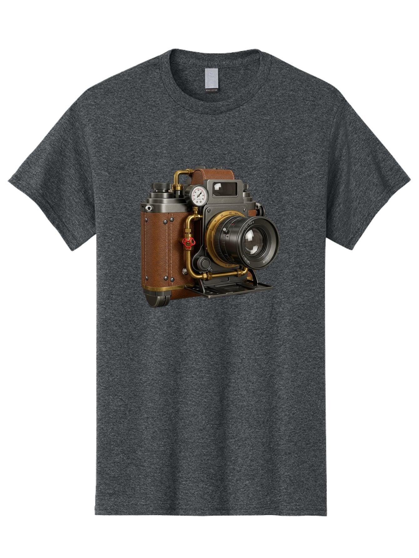 Steampunk-Camera Men'S Graphic Tee, 100% Cotton, Comfortable Casual Summer Wear, Machine Washable, Vintage Camera, Steampunk Design, Antique Photography, Retro Technology, Industrial Elements, Leather Wrapping, Brass Accents, Creative Art, Bae787 11